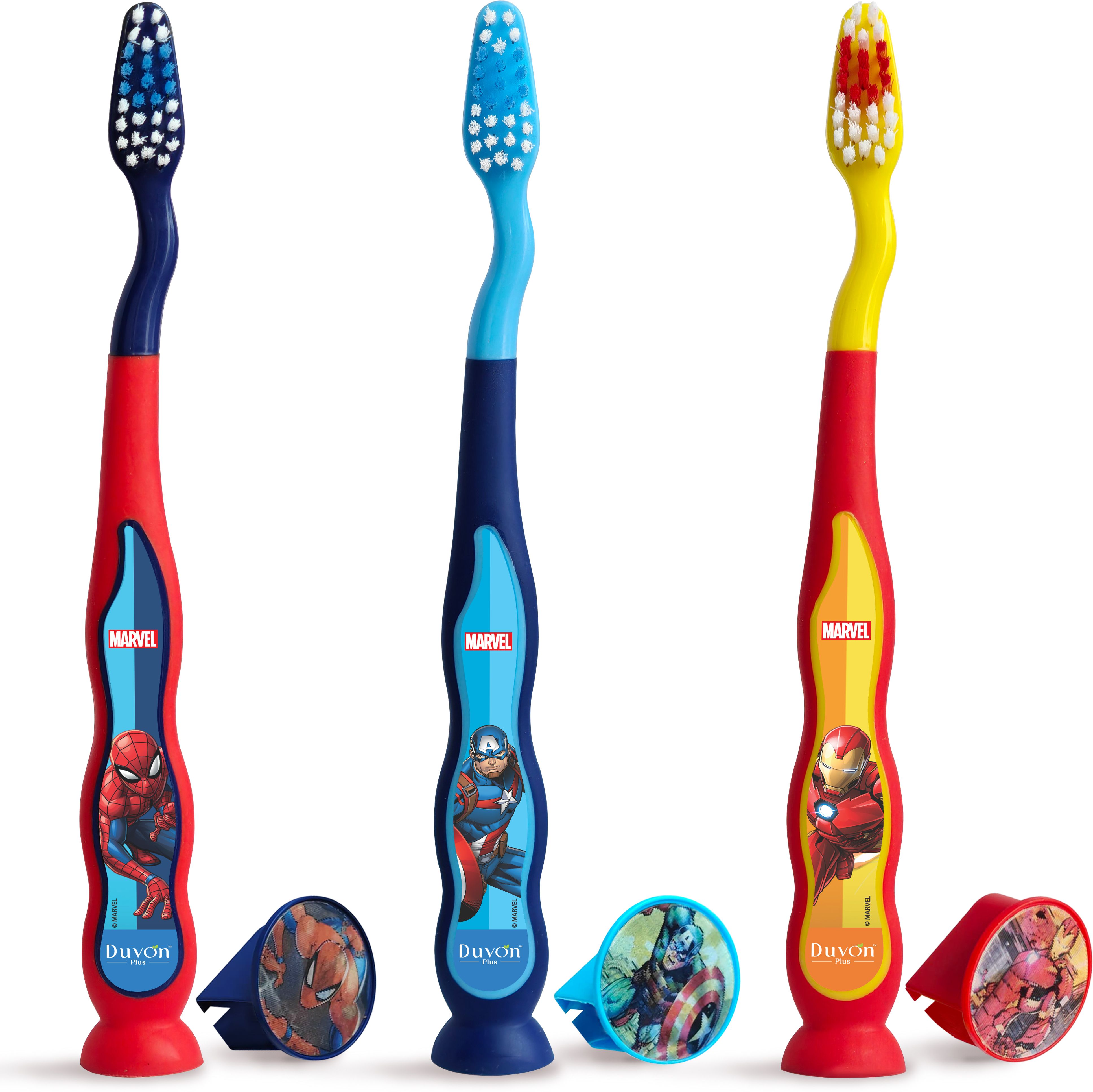 Kids Toothbrush Set of 3 with Hygiene Cap | Spiderman, Iron Man, Captain America Extra Soft Toothbrush-image-9