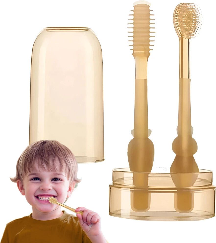 tony stark 2 in 1 Silicone Baby Oral Cleaning Toothbrush & Tongue Brush with Storage Box Soft Toothbrush-picture-24