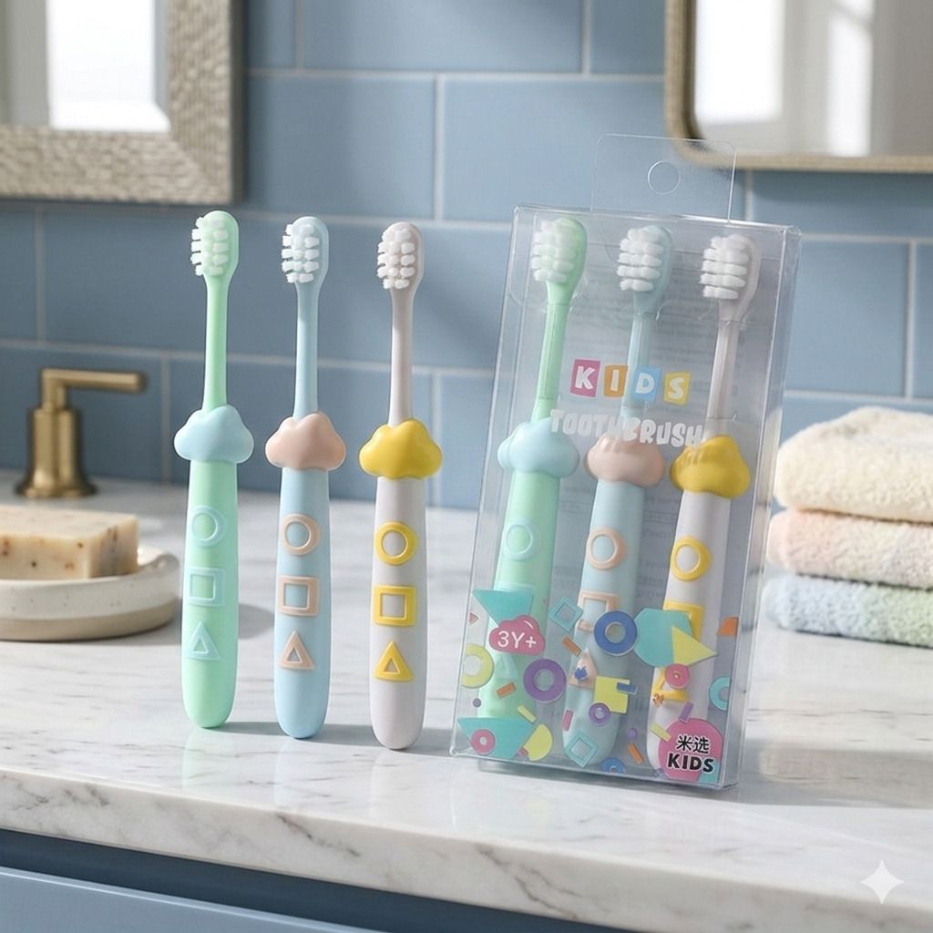 Kids Toothbrush Soft Bristle For With Colorful Shapes & Design 2 Year+ Extra Soft Toothbrush-image-29