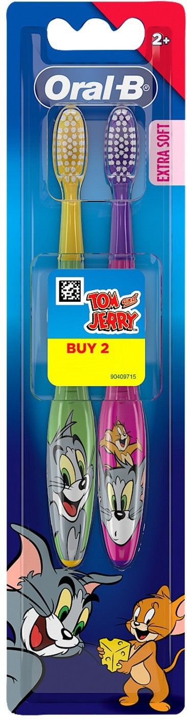 Kids Tom & Jerry, Pack of 2,Age 2+, Easy to hold handle Extra Soft Toothbrush