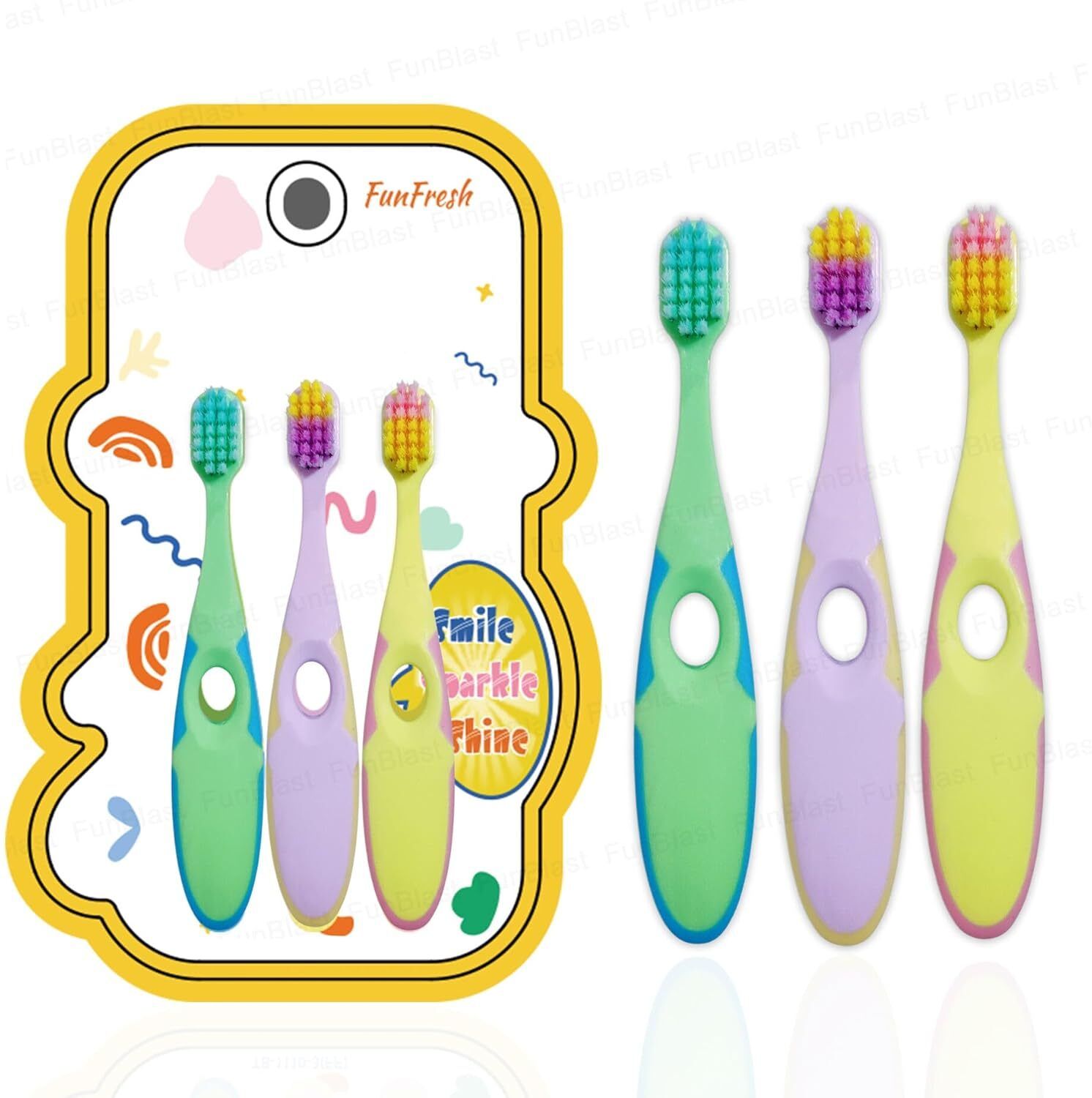 funblast Kids Cute Tooth Brush, Pack of 3 Pcs, PBT Soft Bristles for 3-6 Years Old Childr Ultra Soft Toothbrush-picture-27