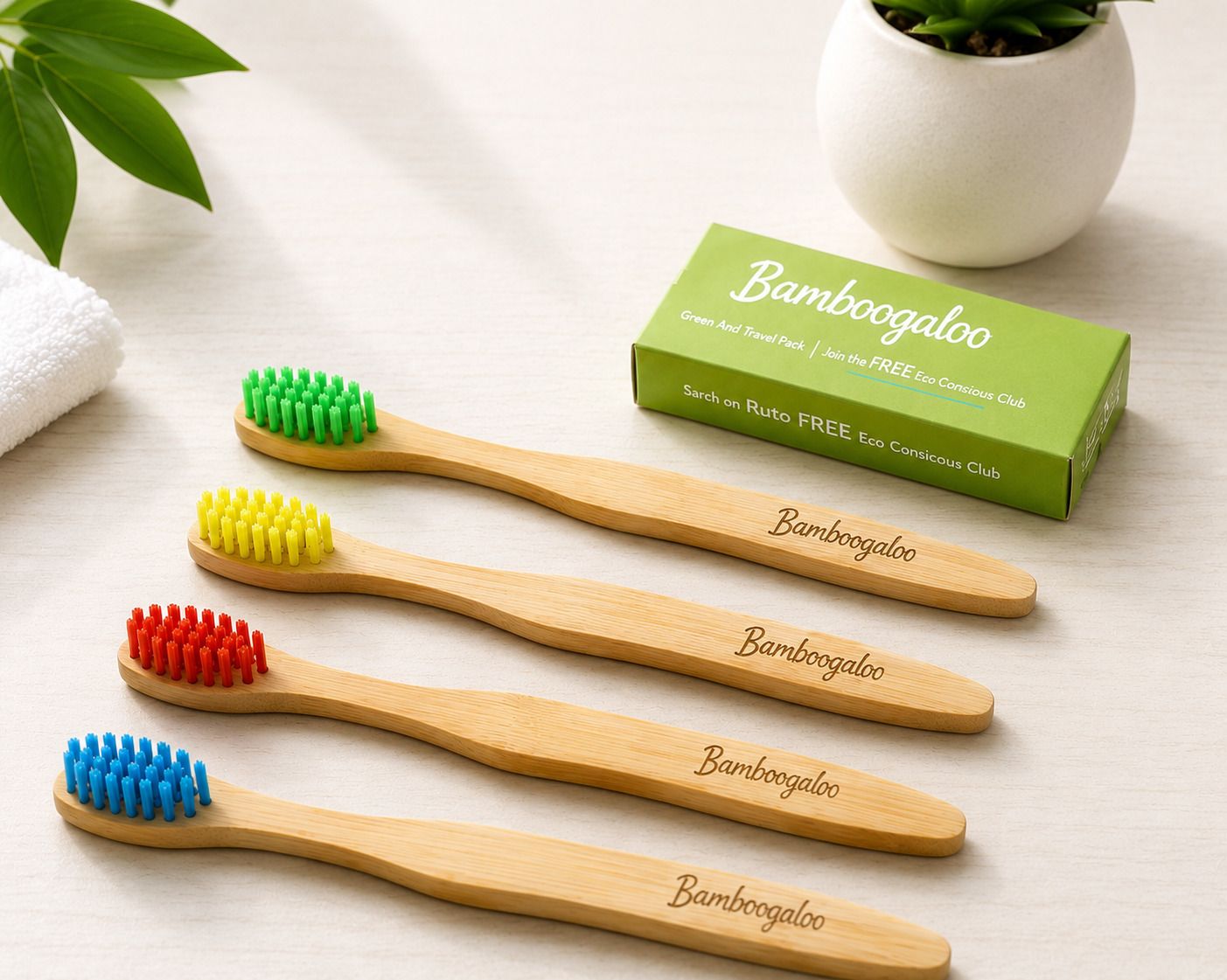 bamboo Eco-Friendly Bambooo Toothbrush Pack of 4 Soft BPA Free Extra Soft Toothbrush-picture-0