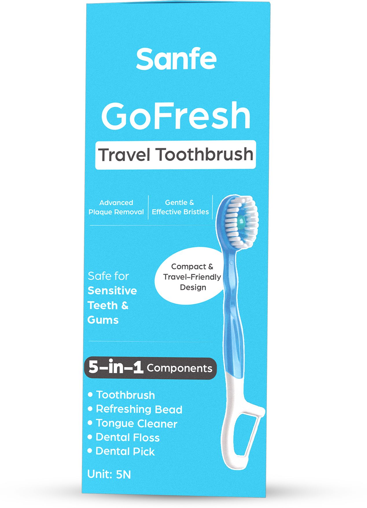 sanfe GoFresh Travel Toothbrush Refreshing Bead, Tongue Cleaner, Dental Floss & Pick Soft Toothbrush-picture-15