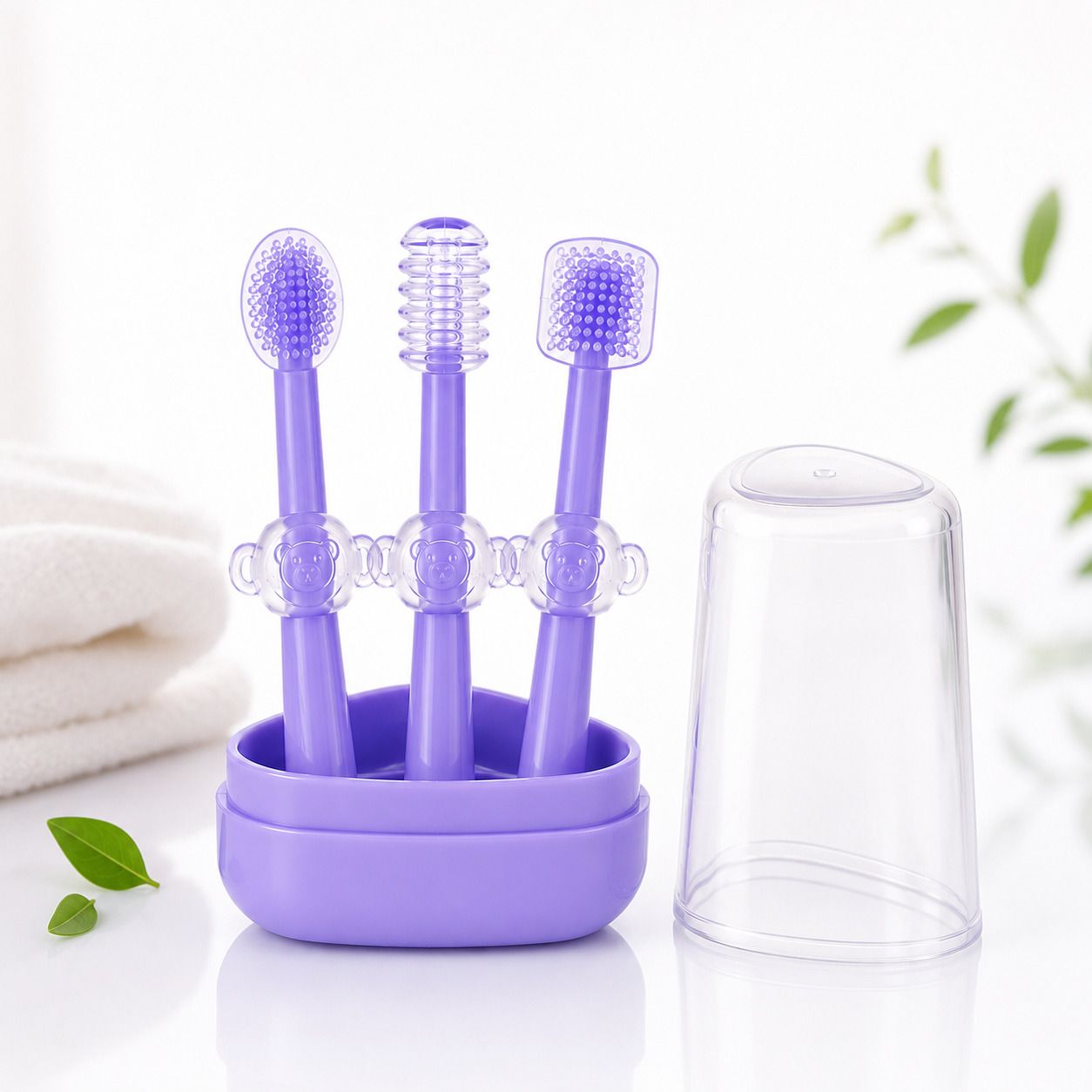 First Brush For Tiny Smile 3-in-1 Baby Silicone Toothbrush Set Soft Toothbrush-image-23