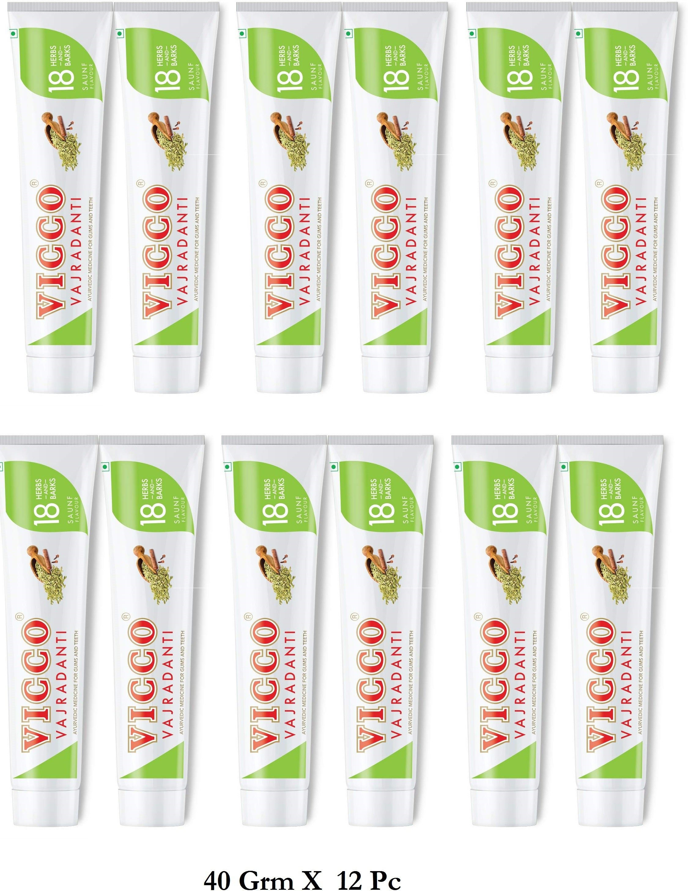 vicco Vajradanti Tooth Paste Saunf Flavour - 480g (40 grm x 12 Pc) Toothpaste-picture-11