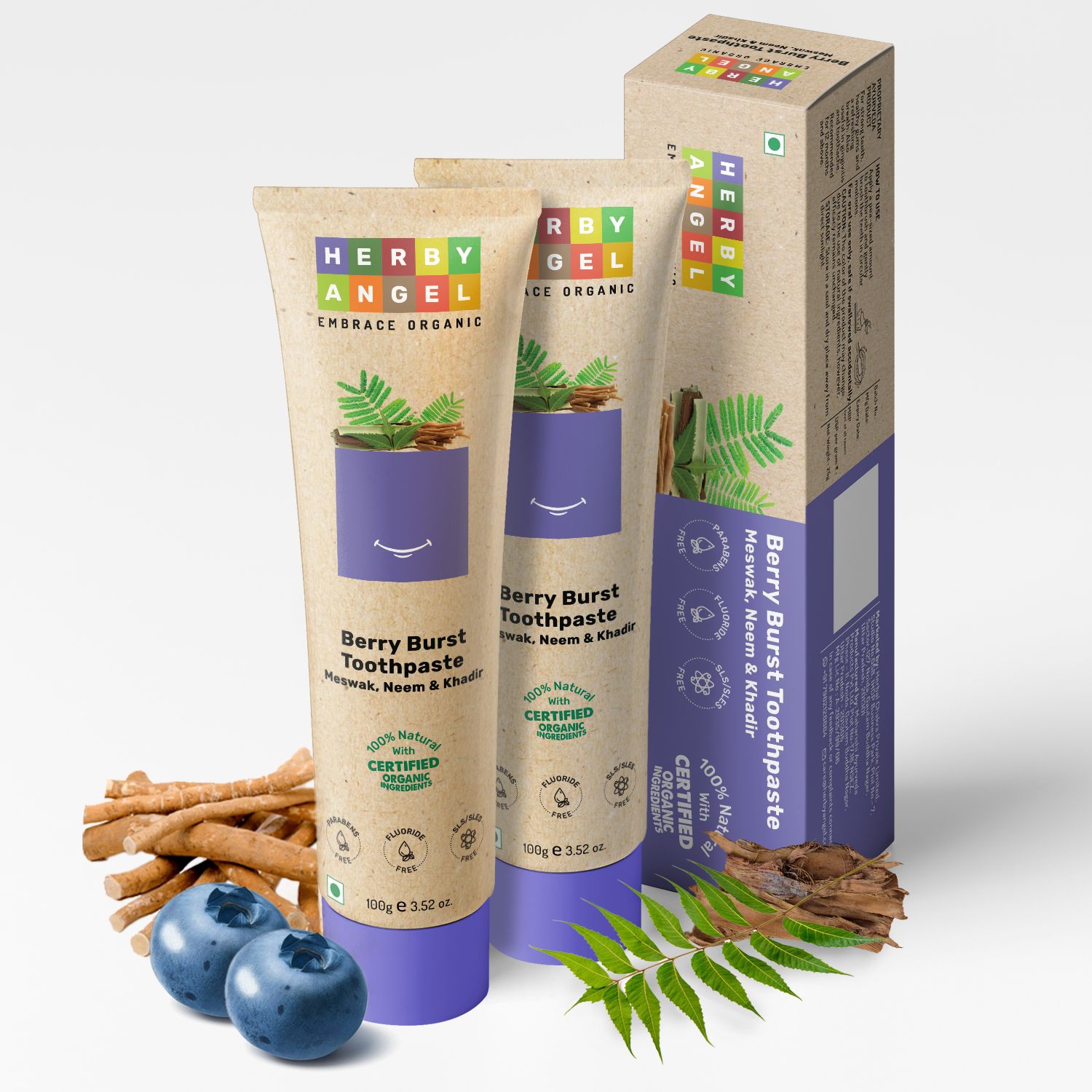 herby angel Baby Natural Toothpaste - Berry Burst with Neem, Meswak, & Khadir Toothpaste-picture-21