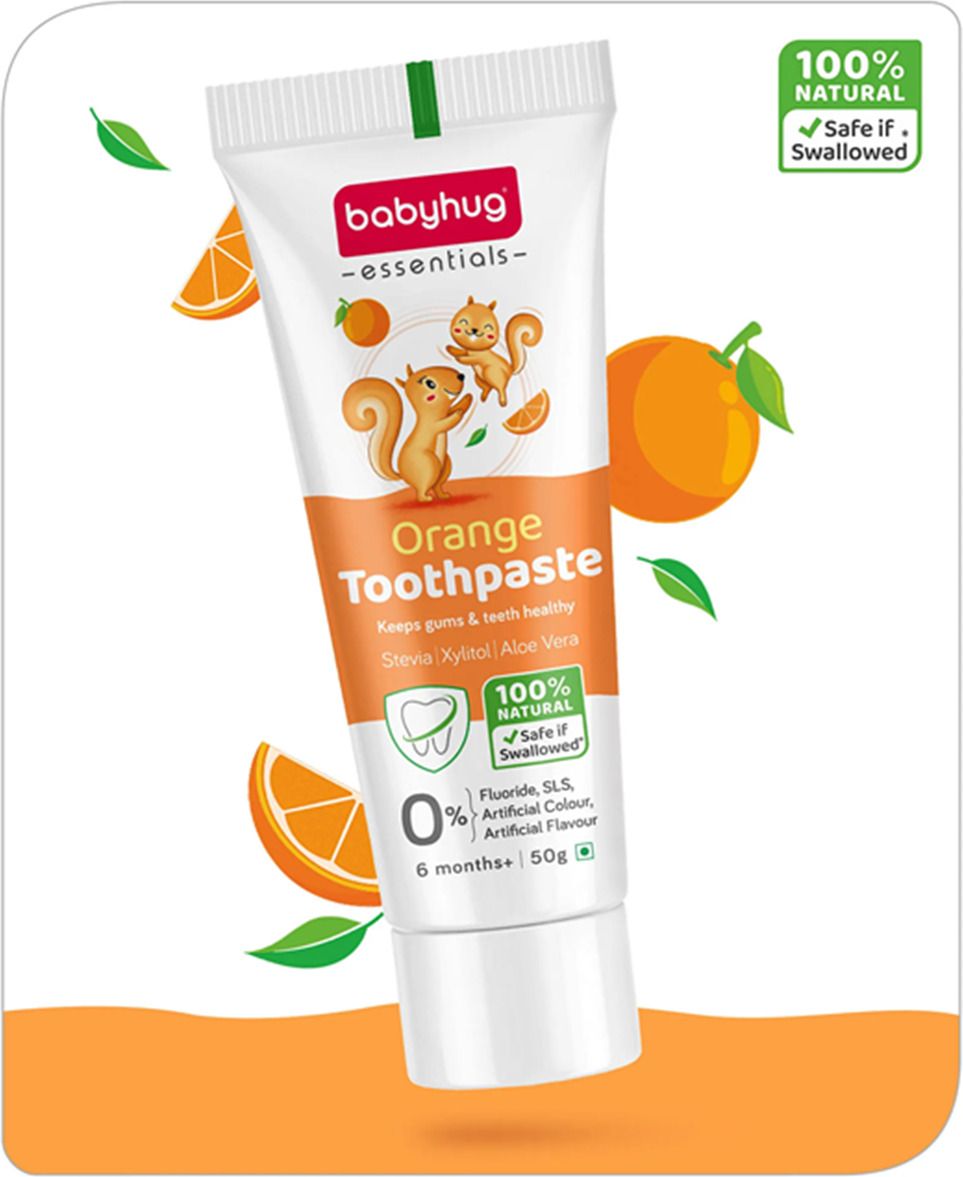 babyhug Orange Flavoured Toothpaste |100% Natural Ingredients Fluoride Free No SLS/SLES Toothpaste-picture-16