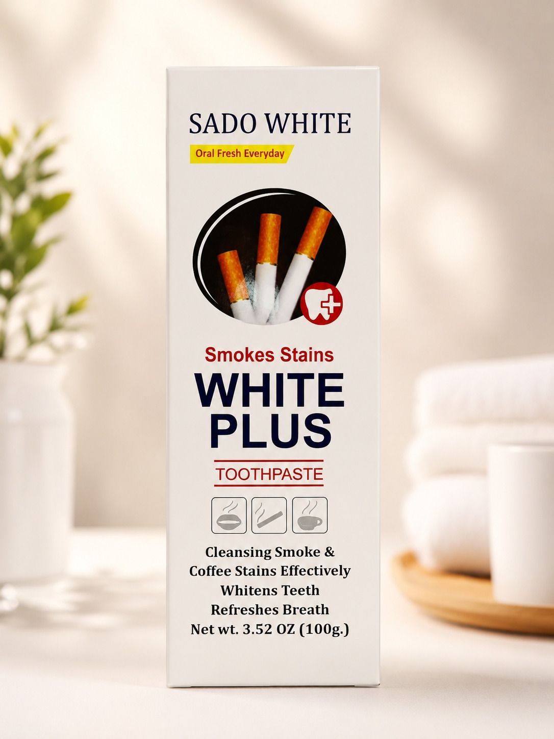 SADO WHITE White Plus Whitening Toothpaste 100g|Removes Smoke, Tea&Coffee Stains Toothpaste-image-22