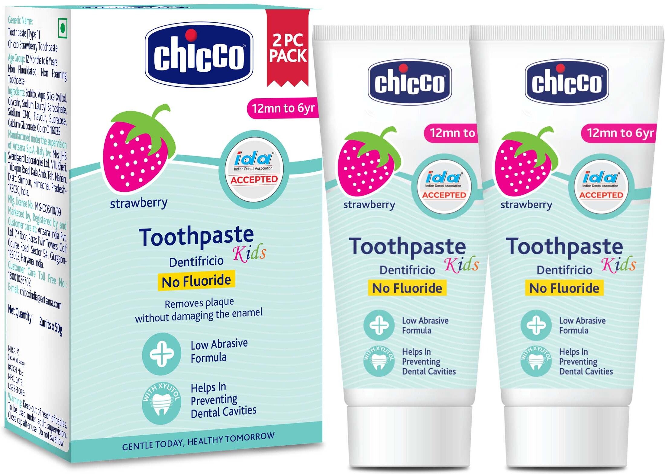 Strawberry Flavour 1-6Y, Preservative-Free (2Pcs) Toothpaste