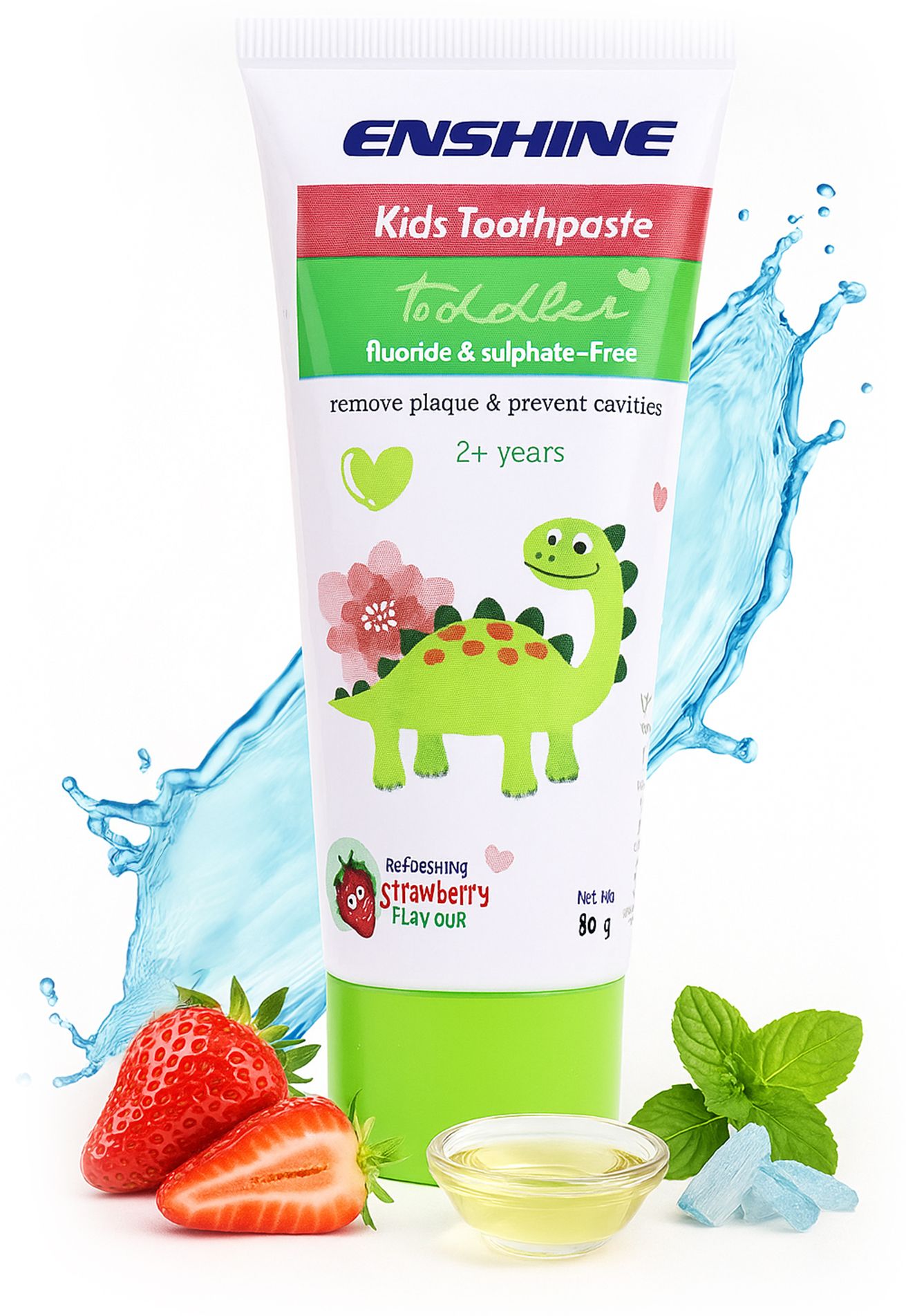 enshine Strawberry Flavour Kids Toothpaste Natural Safe & Gentle Strengthens Teeth Toothpaste-picture-20
