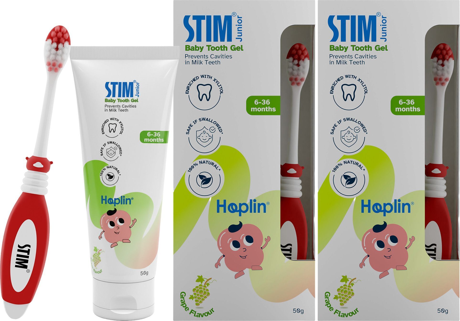 stim Junior Baby Toothpaste | 6-36 Months | Grape Flavour | SLS Free | 2 Pack Toothpaste-picture-0