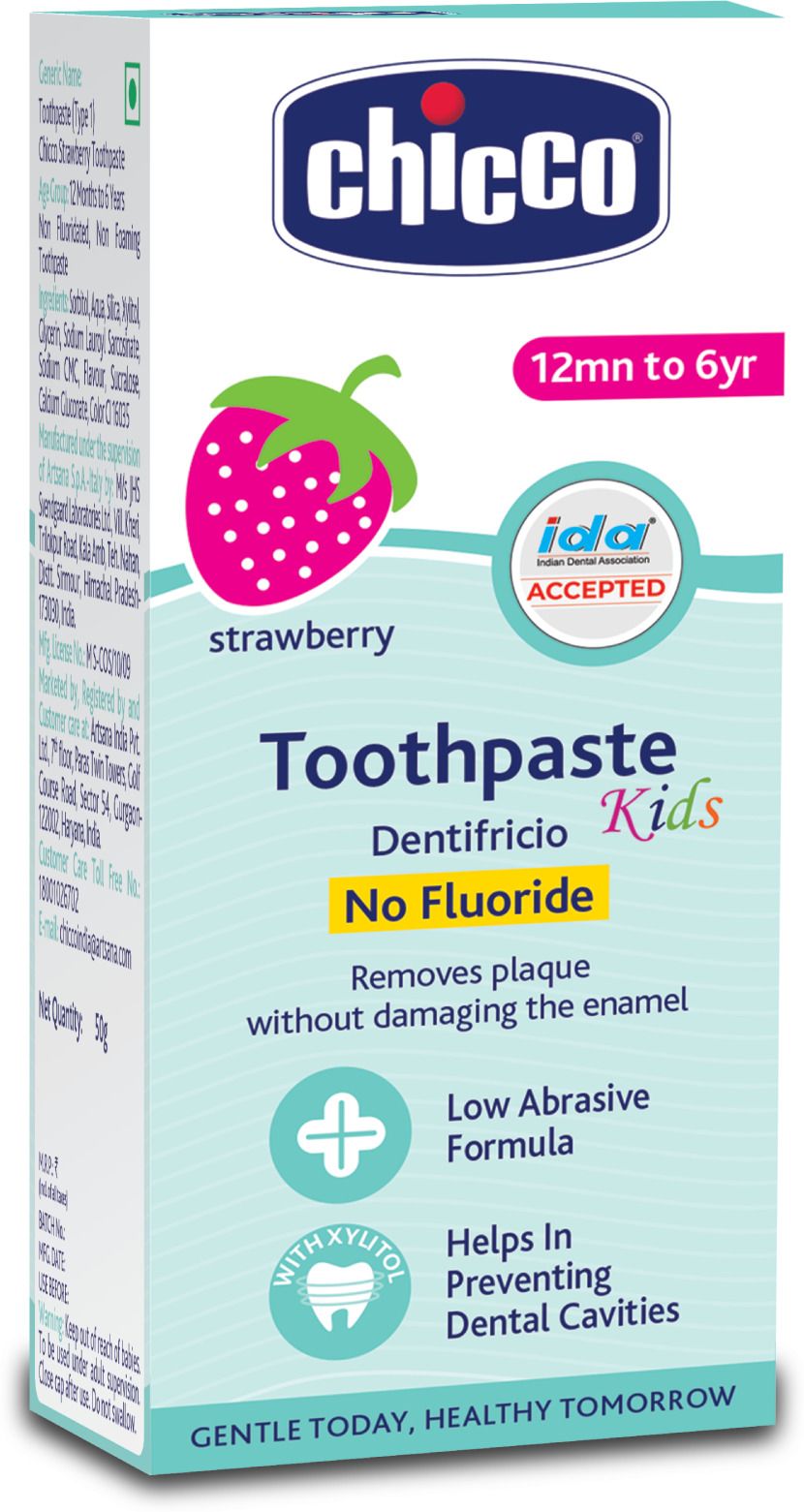 Strawberry Flavour 1-6Y, Fluoride & Preservative-Free Toothpaste