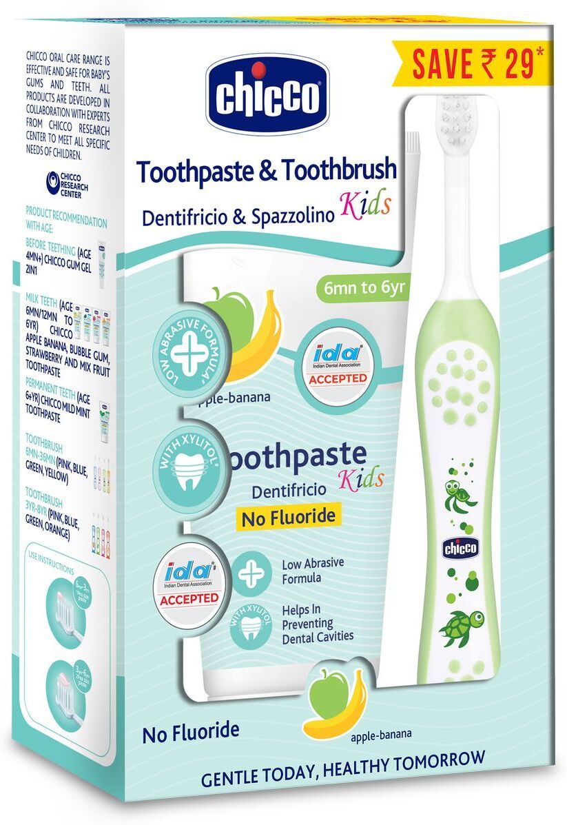 Toothpaste Applebanana + Toothbrush Green 6-36M Toothpaste-image-33