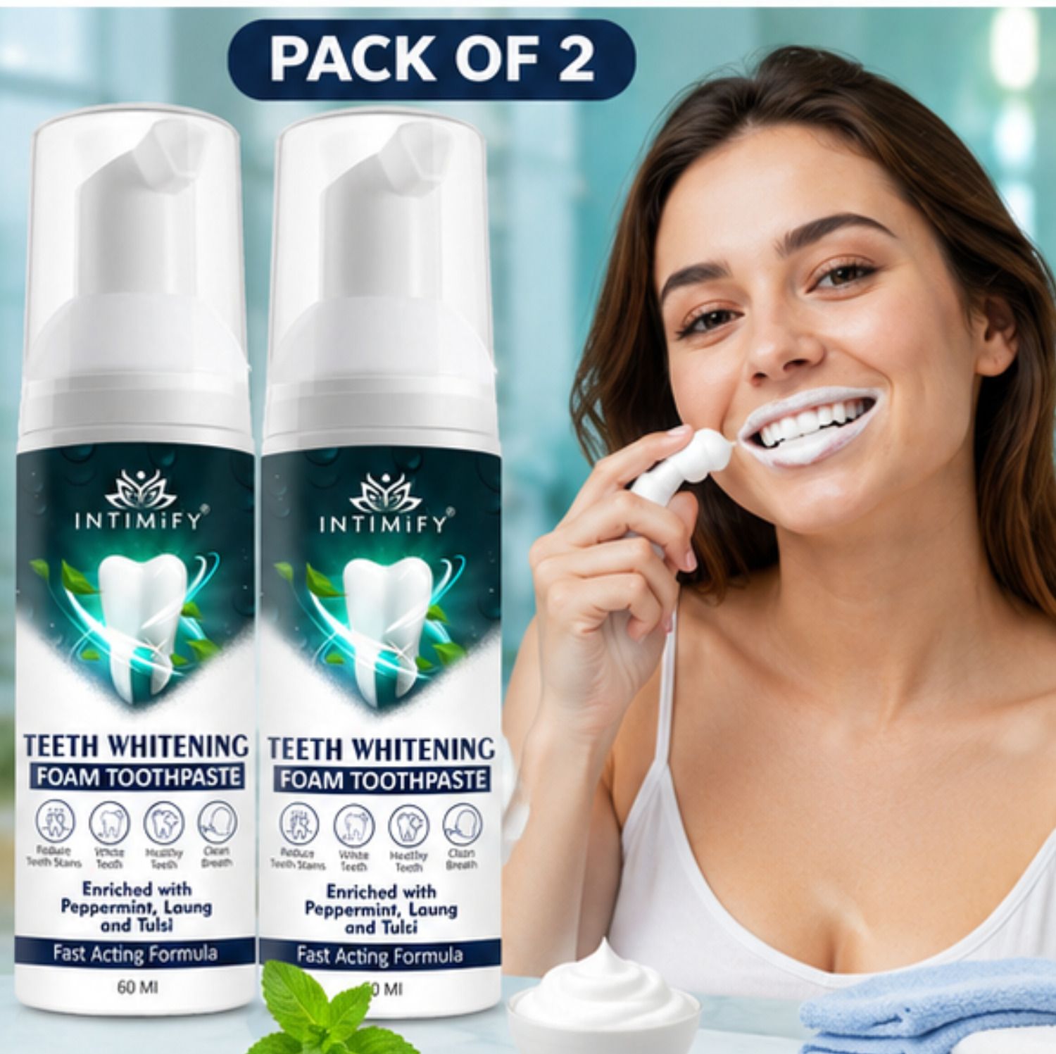 intimify Teeth Whitening Foam, Deeply Cleaning Gums (Pack of 2) Toothpaste-picture-24