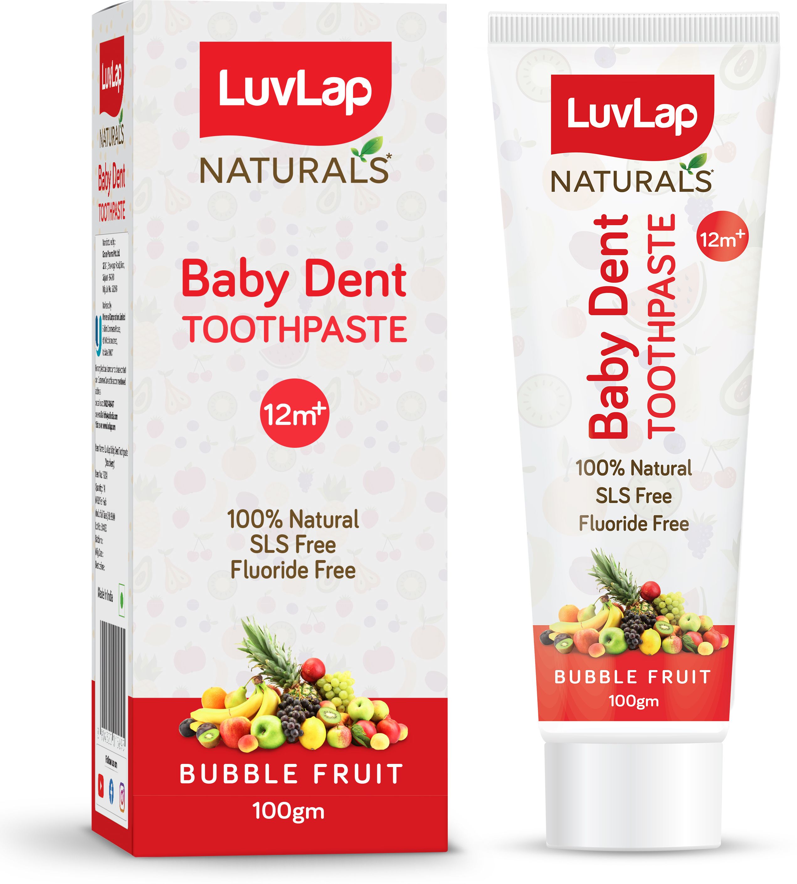 luvlap Naturals Baby Dent 100% Natural Toothpaste for Kids, SLS & Flouride Free, 100g Toothpaste-picture-11