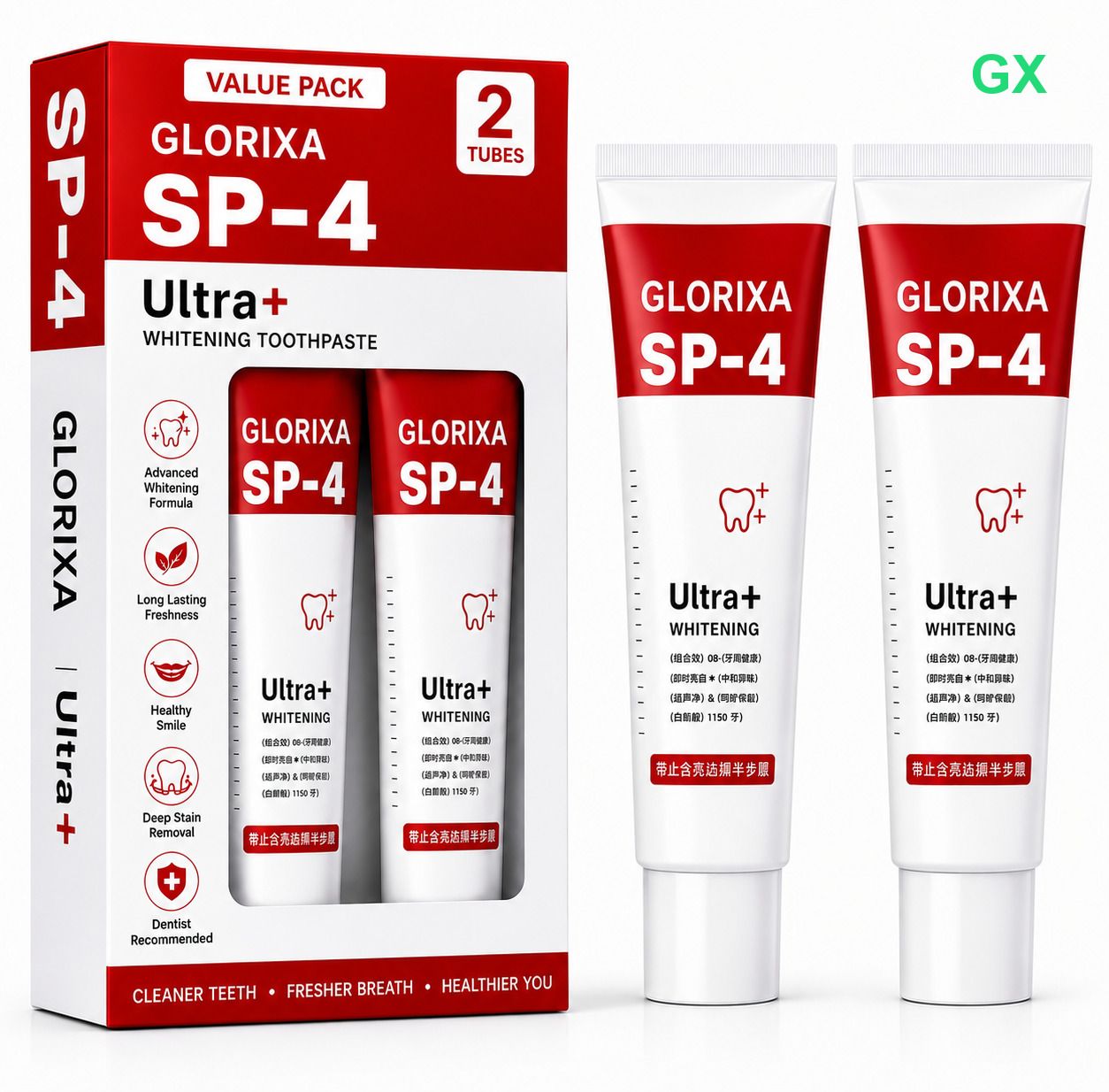 glorixa SP 4 Ultra Whitening Toothpaste 2 Pack Combo Toothpaste-picture-11
