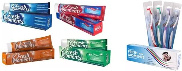 fresh moments orange + blue + red + green toothpastes + brush set of 4 combo Toothpaste-picture-21