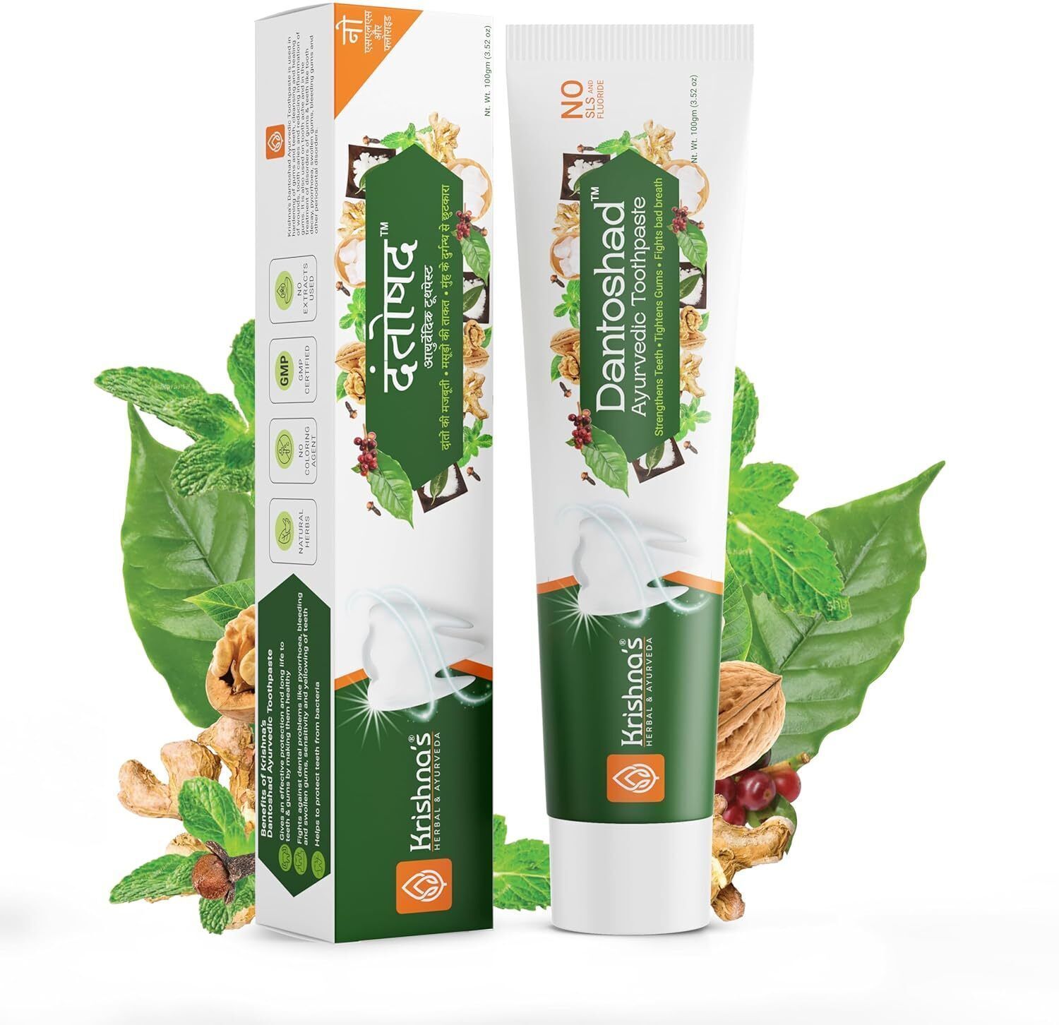krishna's herbal & ayurveda Dantoshad Toothpaste For Strong & Healthy Teeth, Gums With 15 Ayurvedic Herbs Toothpaste-picture-10