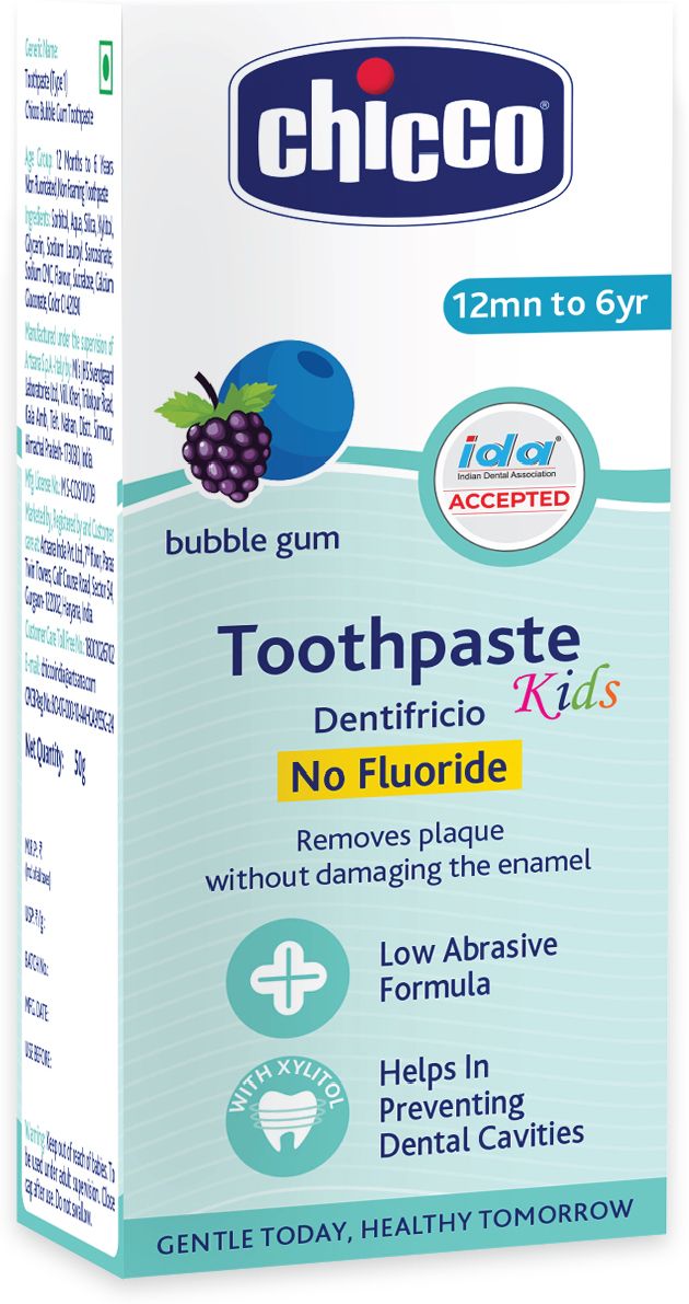 Bubble Gum Flavour 1-6Y, No Fluoride Toothpaste