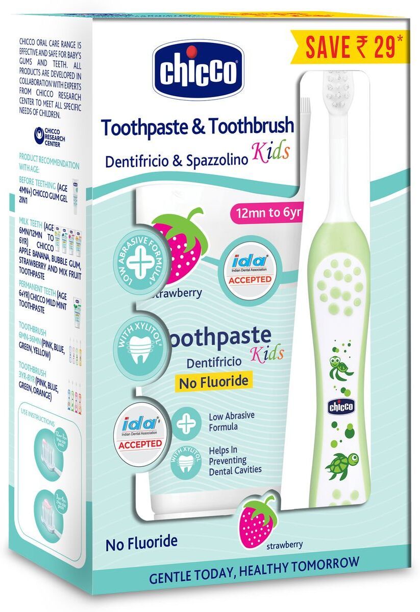 Toothpaste Strawberry + Toothbrush Green 6-36M Toothpaste-image-32