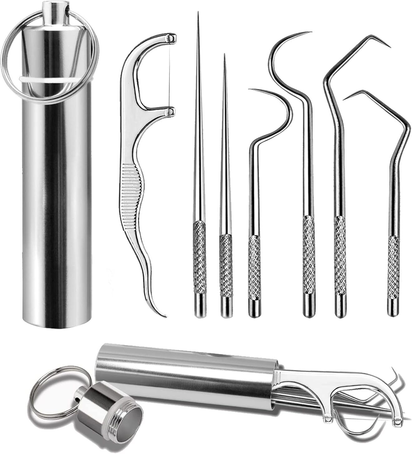 avalent Dental Tools, 7 in 1 Stainless Steel Teeth Cleaning Tool Kit, Stainless Steel-picture-17