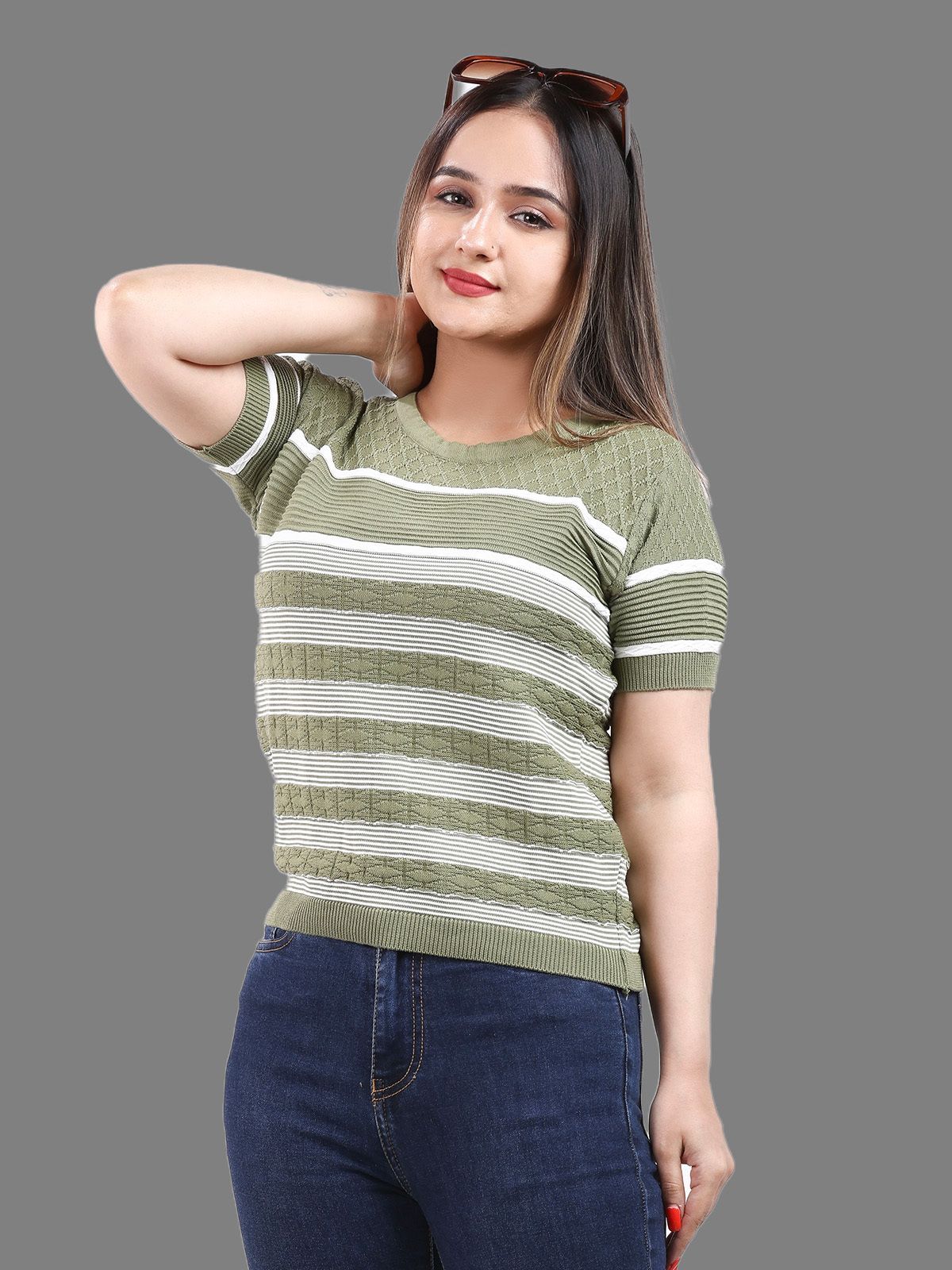 feverfew Casual Regular Sleeves Striped Women Black Top-picture-18