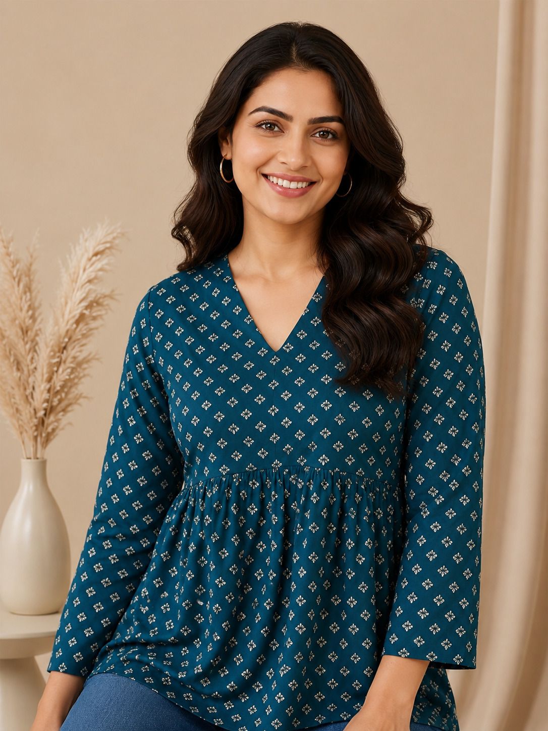 Casual Regular Sleeves Printed Women Dark Green Top-image-11