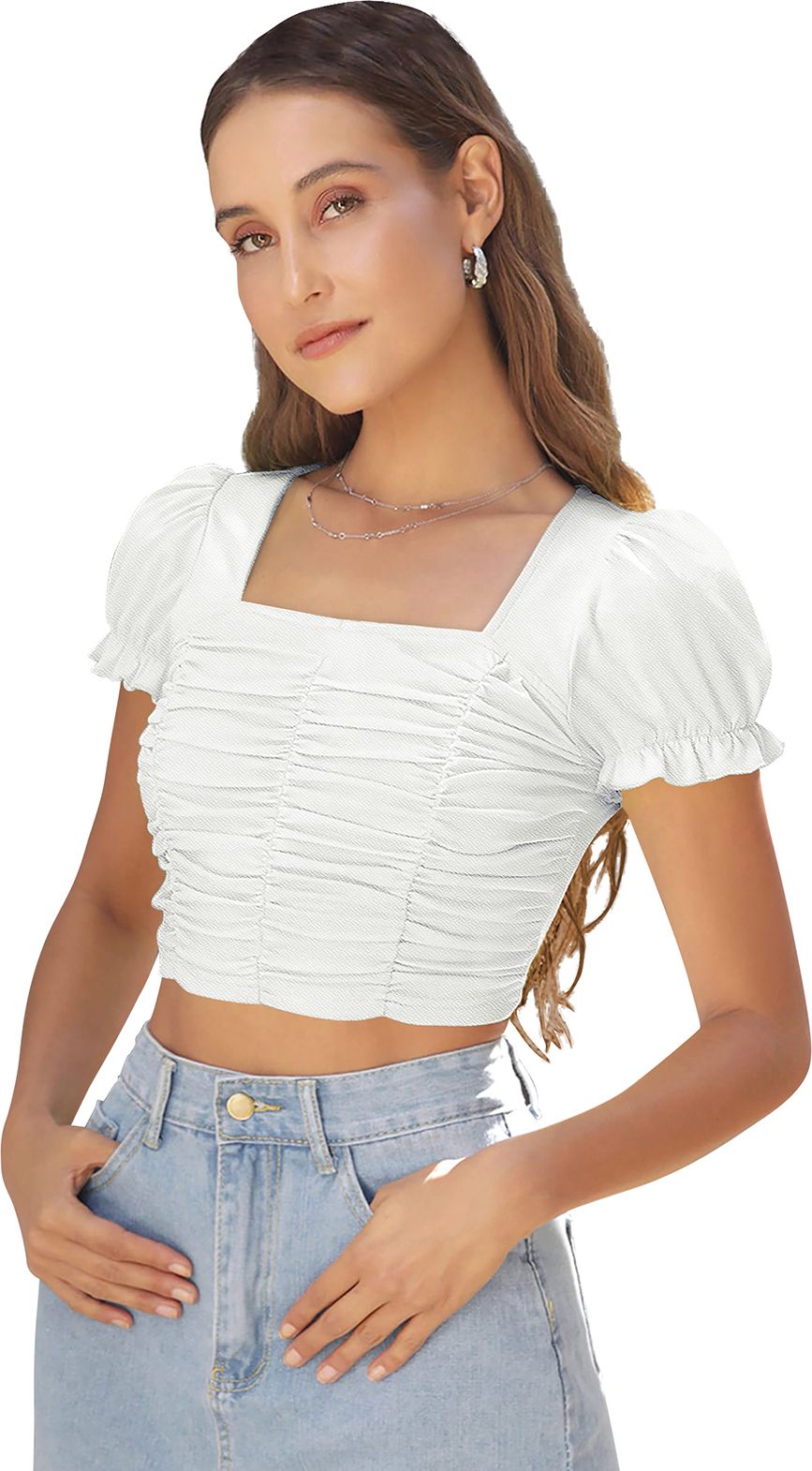 london belly Casual Puff Sleeves Solid Women White Top-picture-32