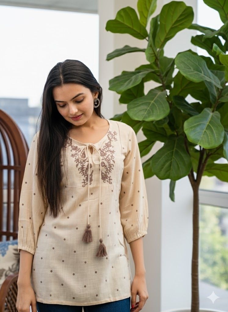 rr sa kurtis Party Regular Sleeves Embroidered Women White Top-picture-14