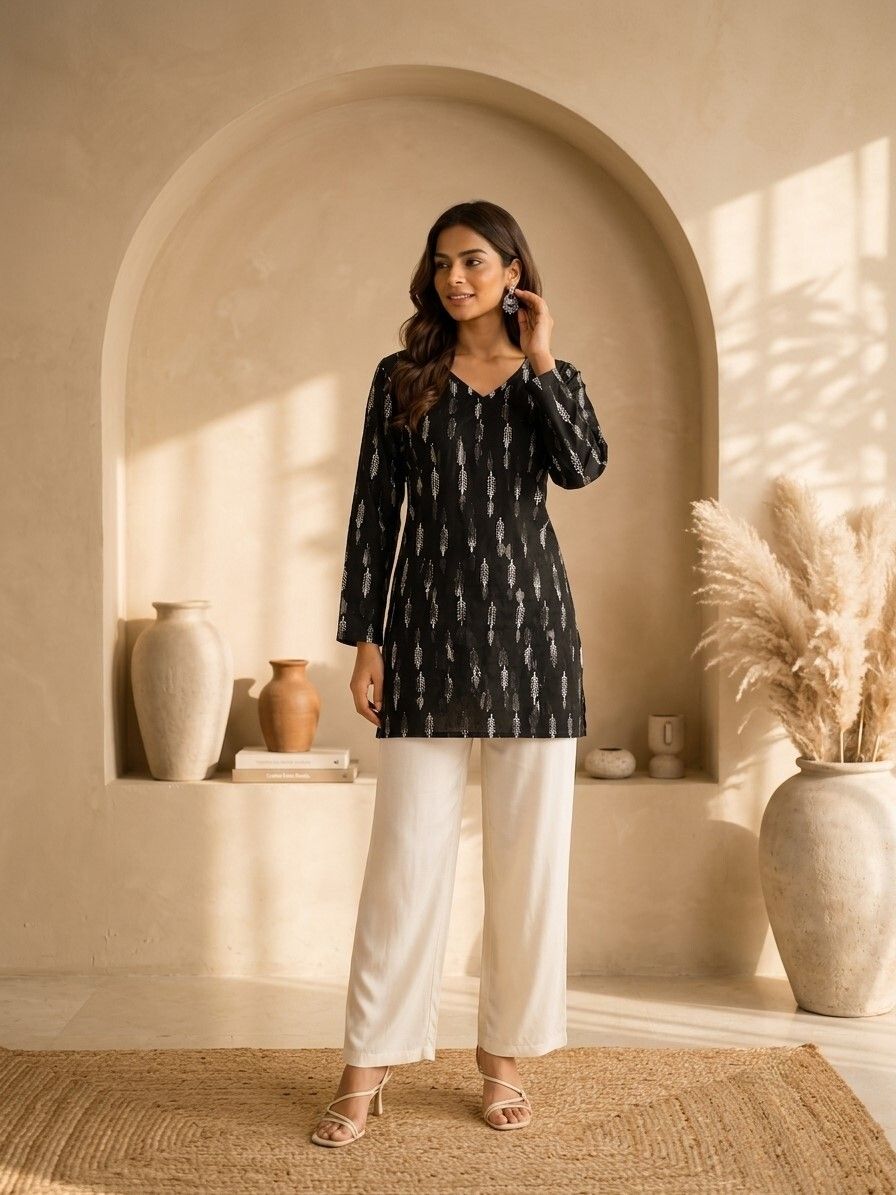 Casual Regular Sleeves Printed Women Black Top-image-40