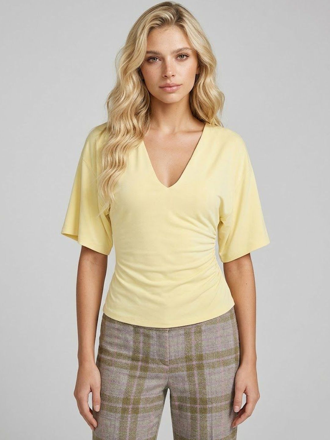 bebe Casual Regular Sleeves Solid Women Yellow Top-picture-17
