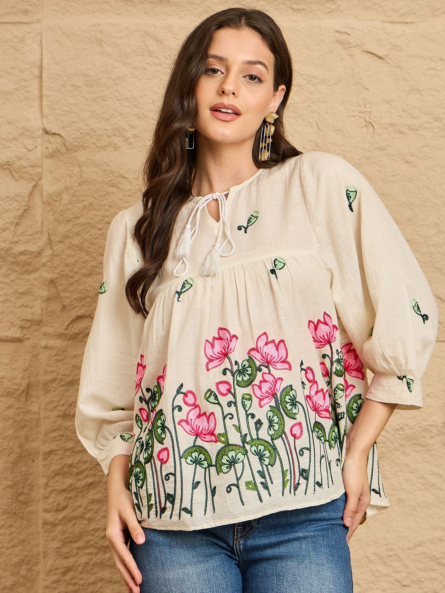 drape and dazzle Casual Regular Sleeves Printed Women Pink Top-picture-12
