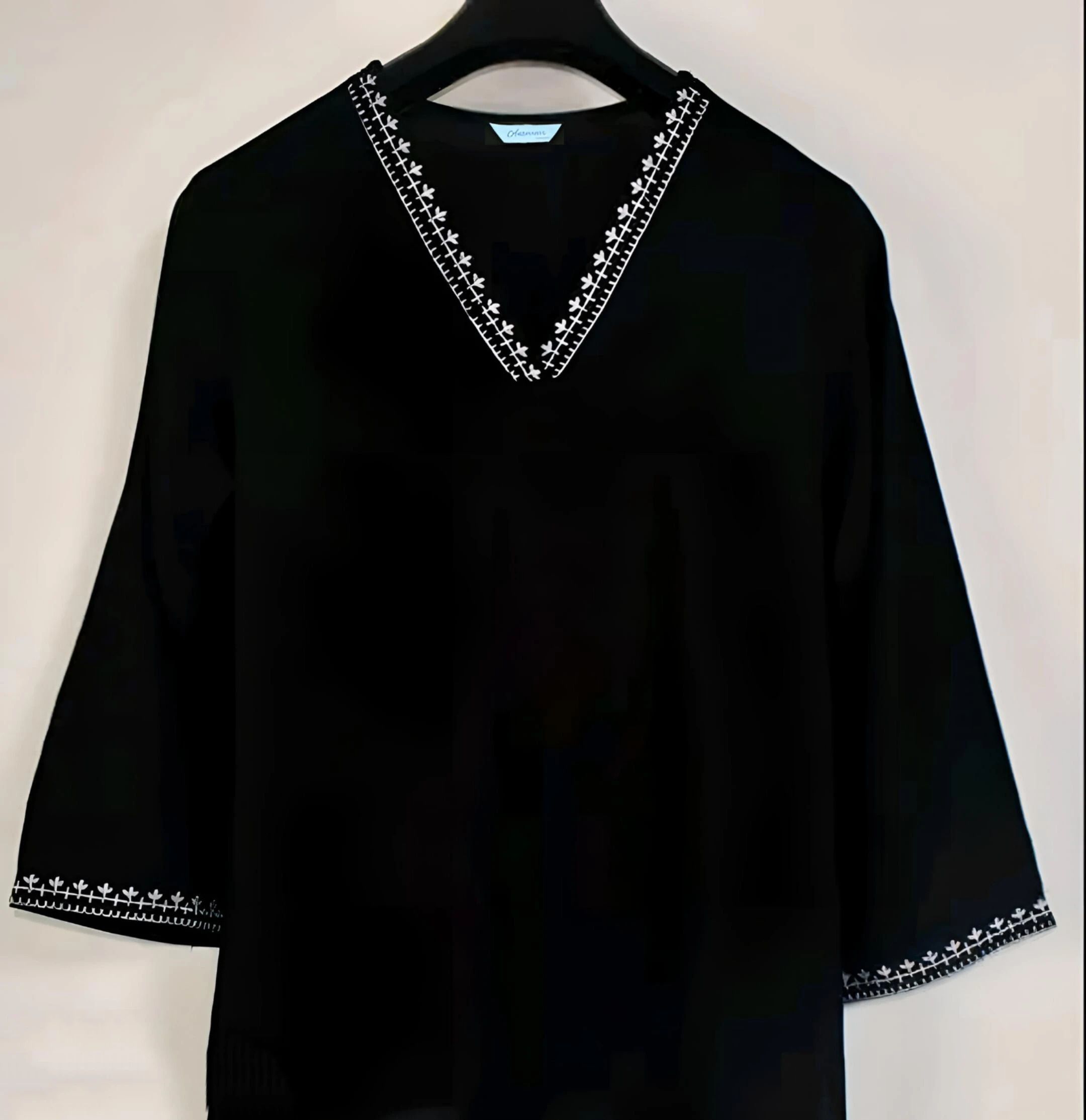 Casual Flared Sleeves Solid Women Black Top