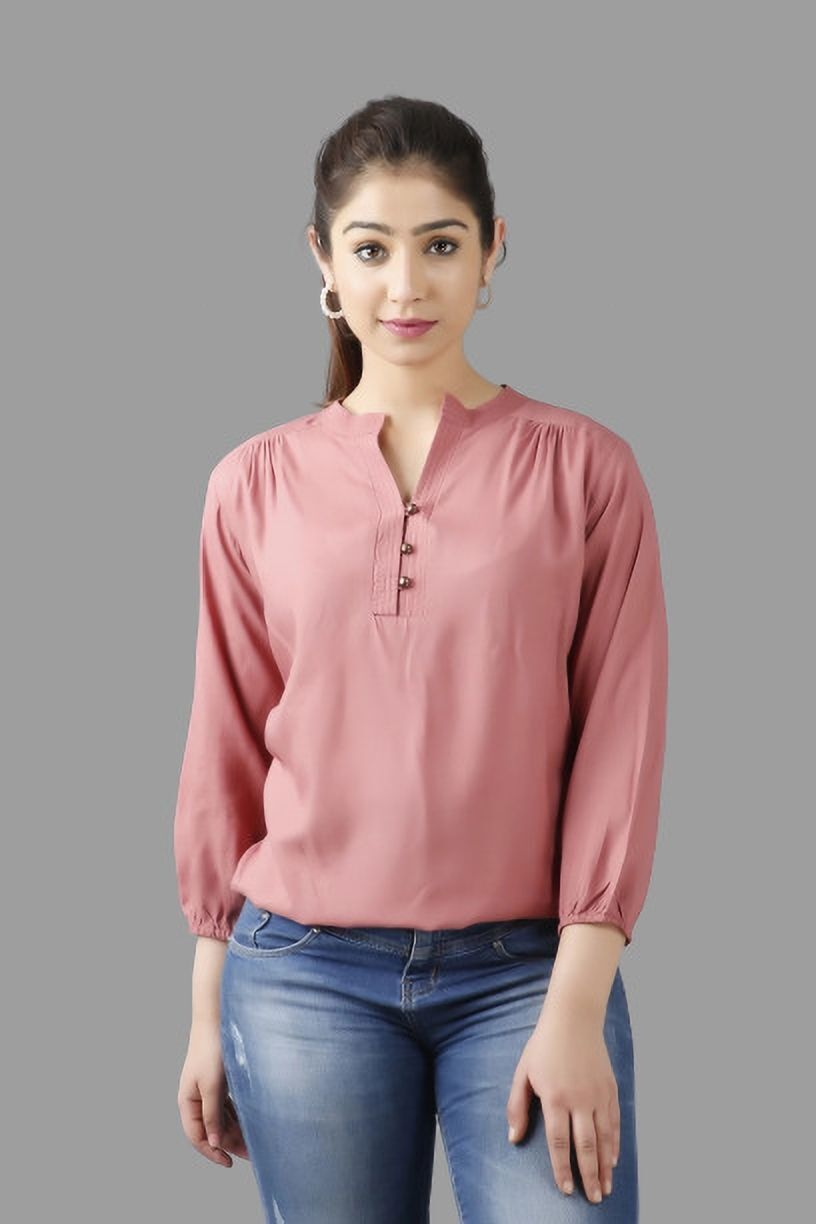 treasuren Casual Regular Sleeves Solid Women Pink Top-picture-10