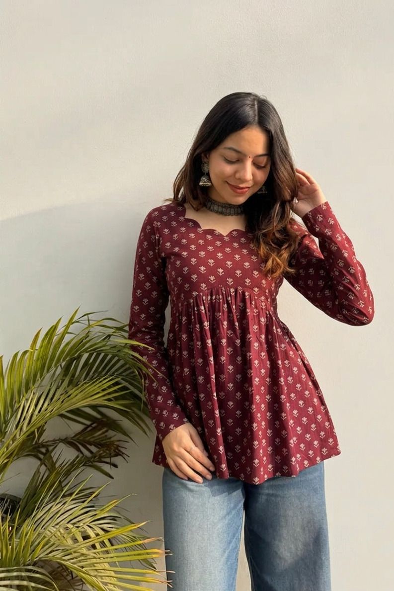 lablekanha Printed Cotton Blend Flared Kurta for Women-picture-12