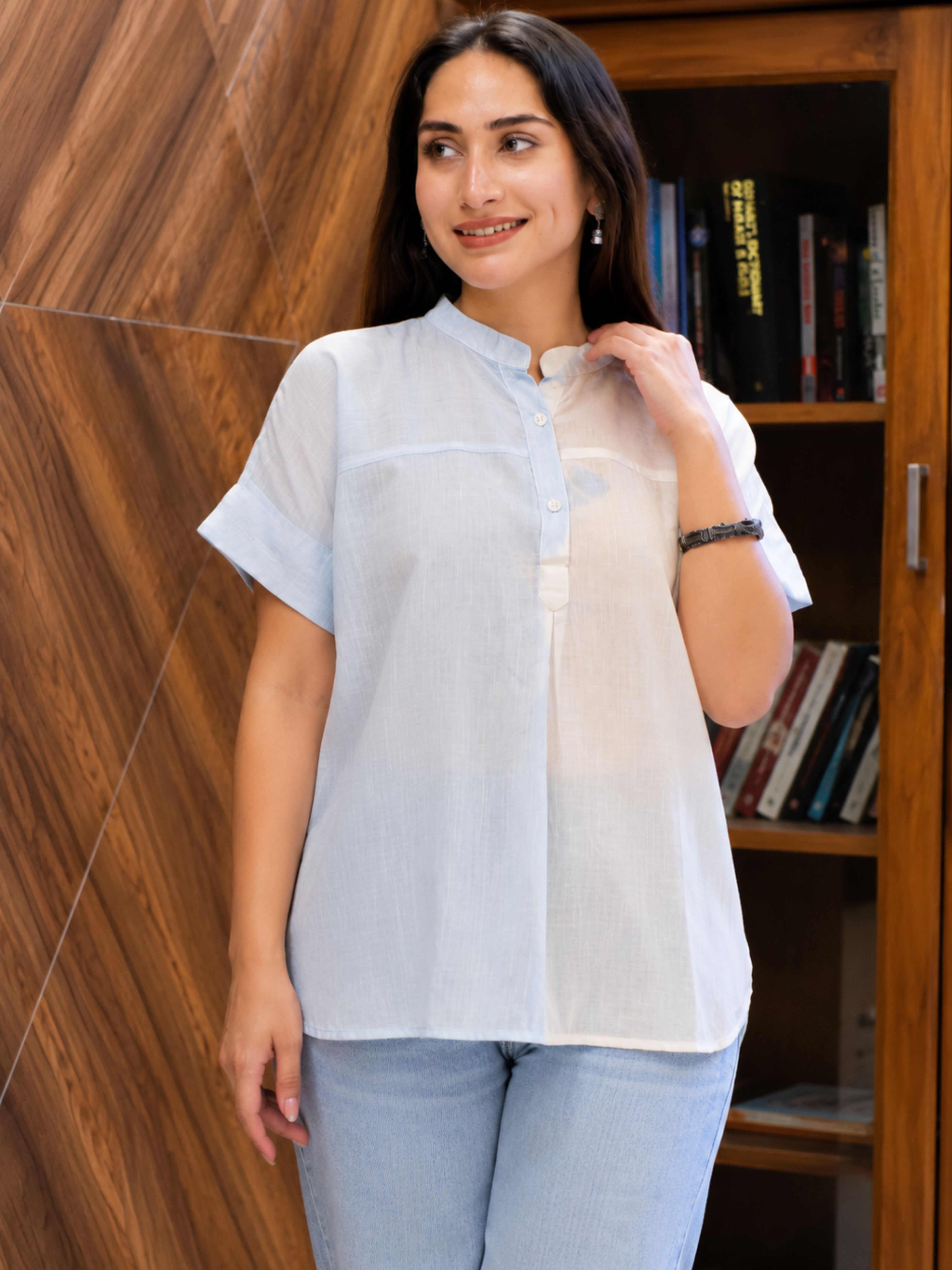 metronaut Casual Regular Sleeves Tie & Dye Women Blue Top-picture-14