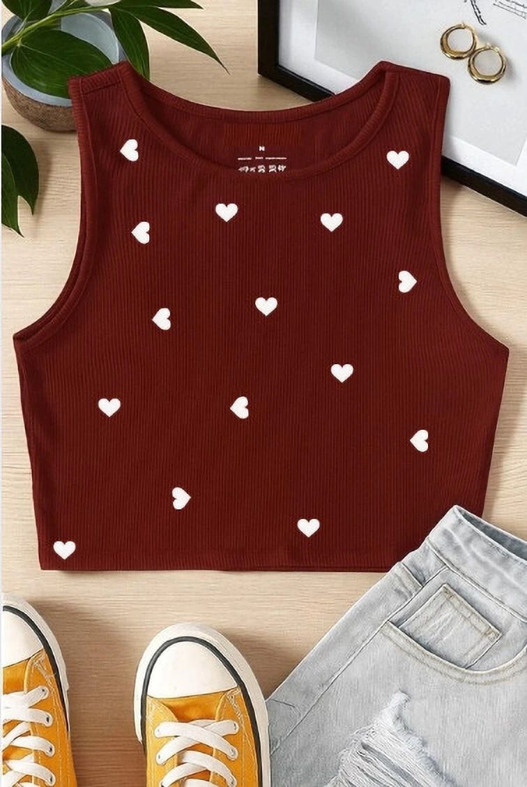 hrg Casual Sleeveless Printed Women Maroon Top-picture-17