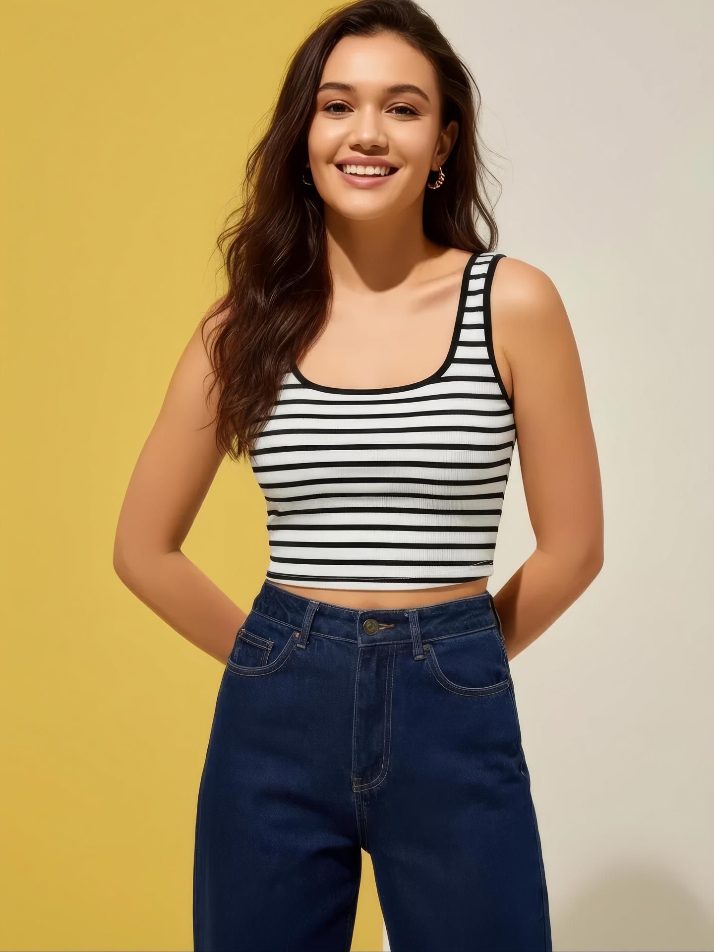 cotiq Casual Sleeveless Solid Women Black, White Top-picture-5