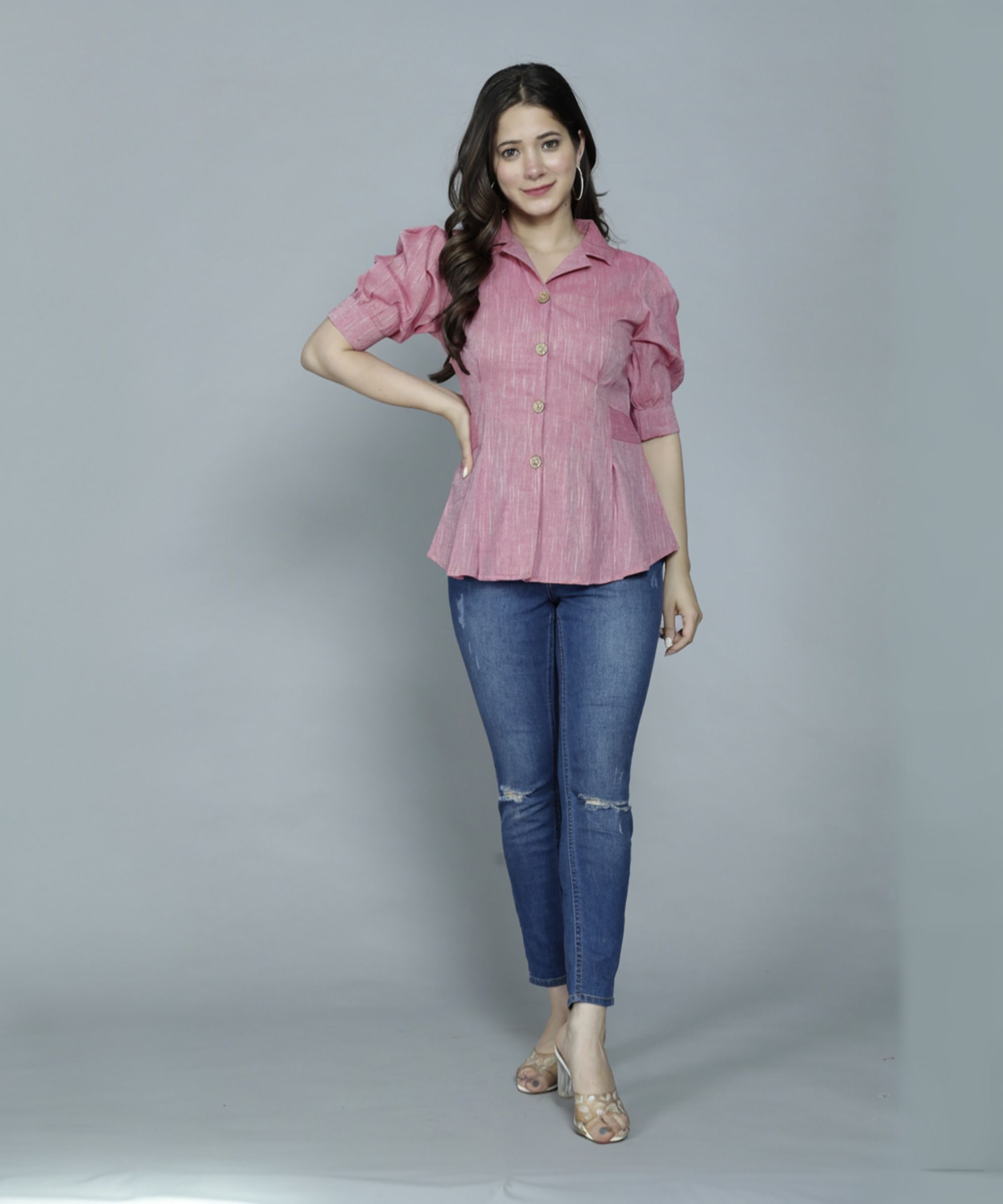thawar ji Casual Regular Sleeves Solid Women Pink Top-picture-10