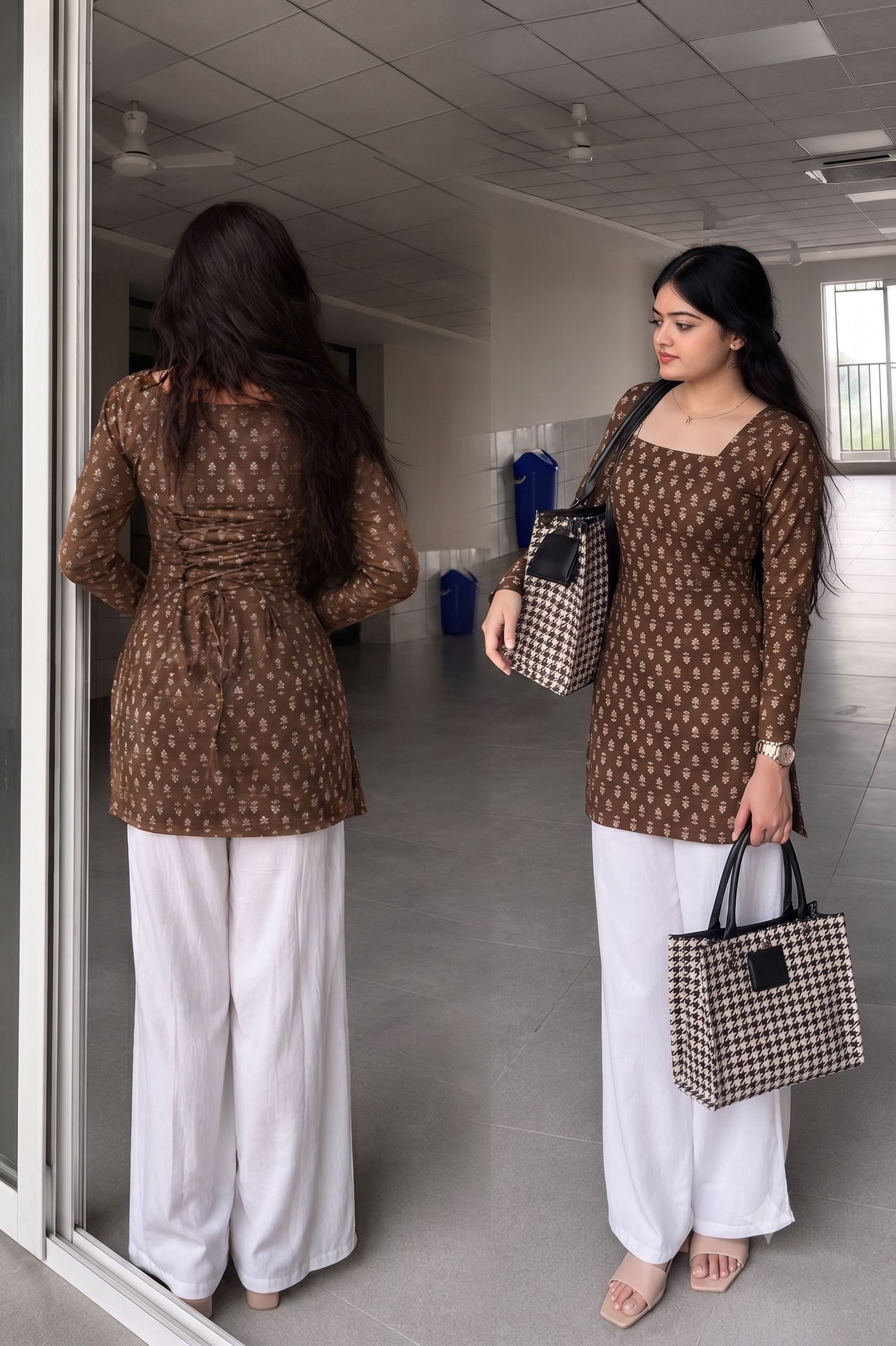 Casual Regular Sleeves Printed, Ethnic Motifs Women Brown Top-image-40