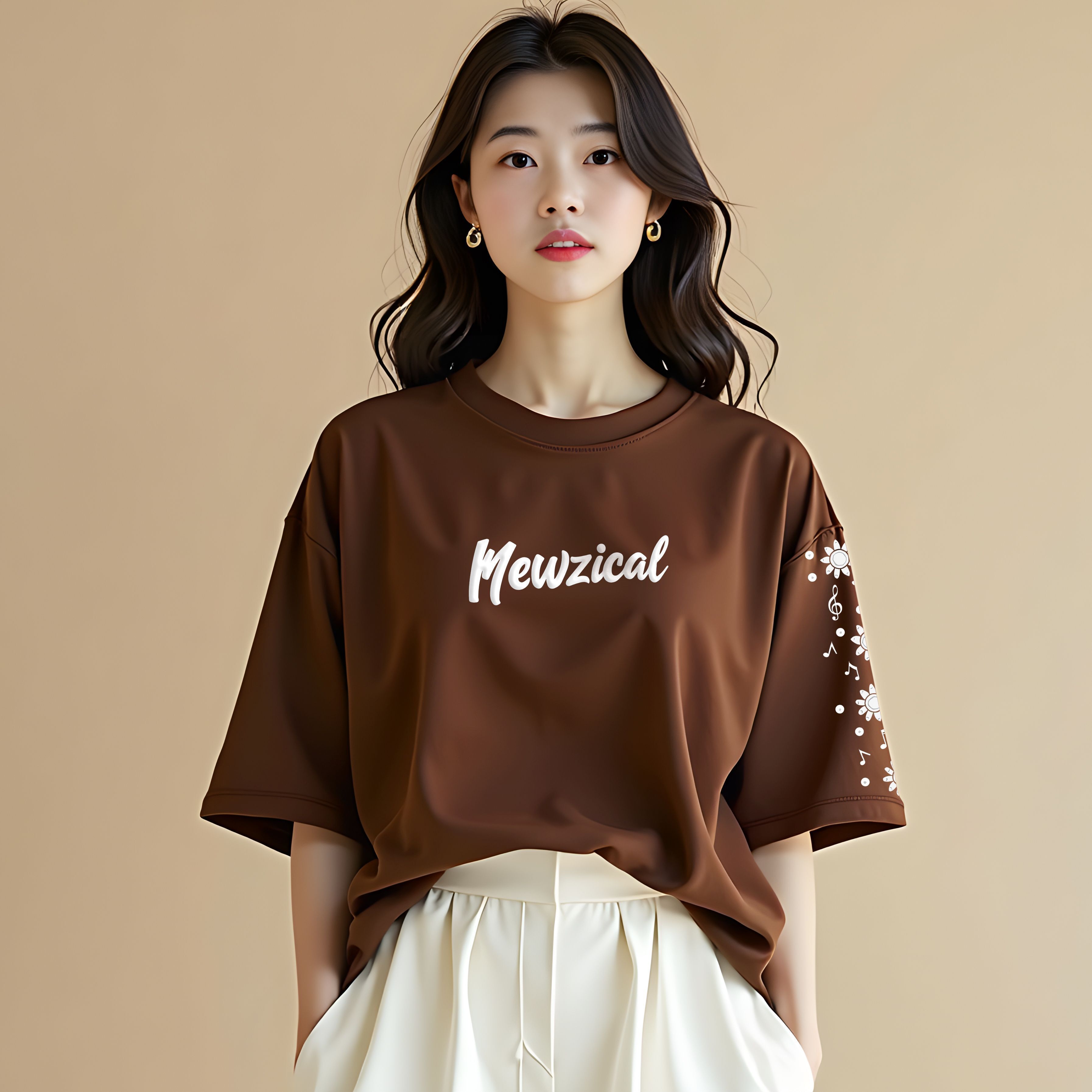 Casual Regular Sleeves Printed Women Brown Top-image-0