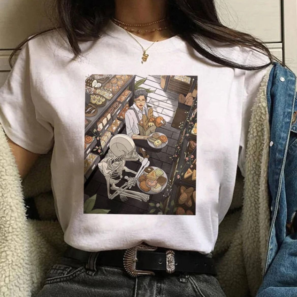 balajitextile Women Graphic Print Round Neck Polycotton White T-Shirt-picture-22