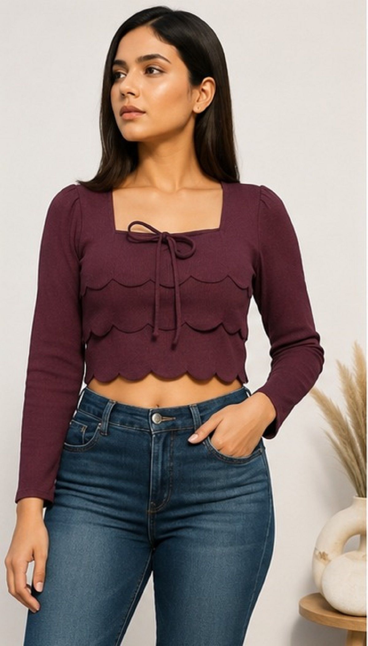 bullcraft Casual Regular Sleeves Solid Women Maroon Top-picture-11