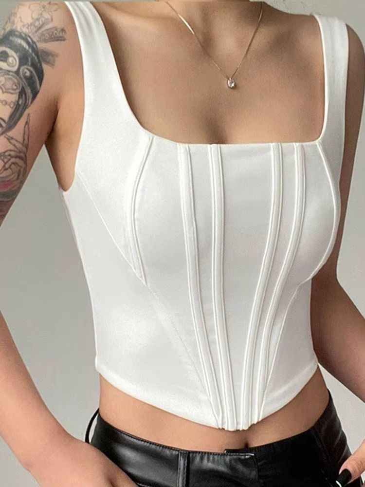 projas Casual Sleeveless Solid Women White Top-picture-17