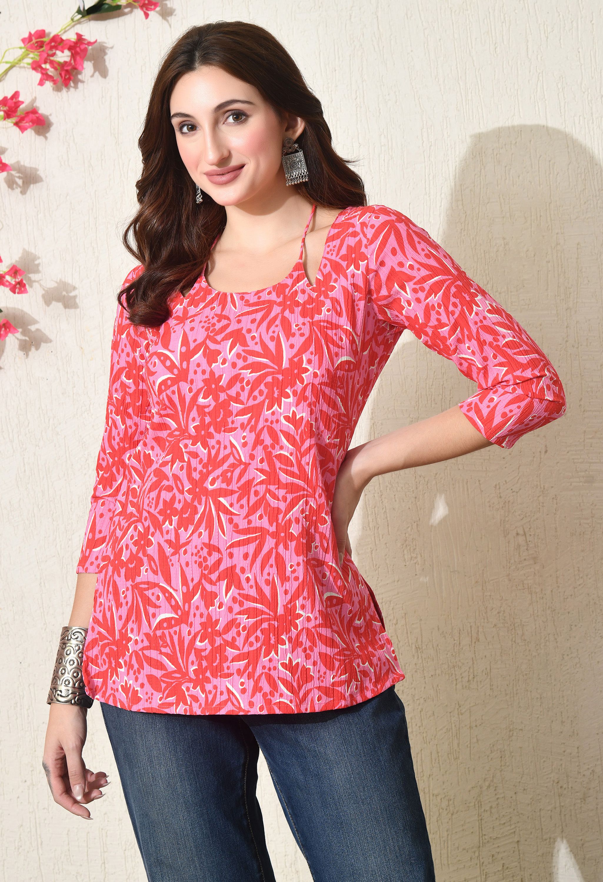 anouk rustic Casual Regular Sleeves Floral Print Women Multicolor Top-picture-11