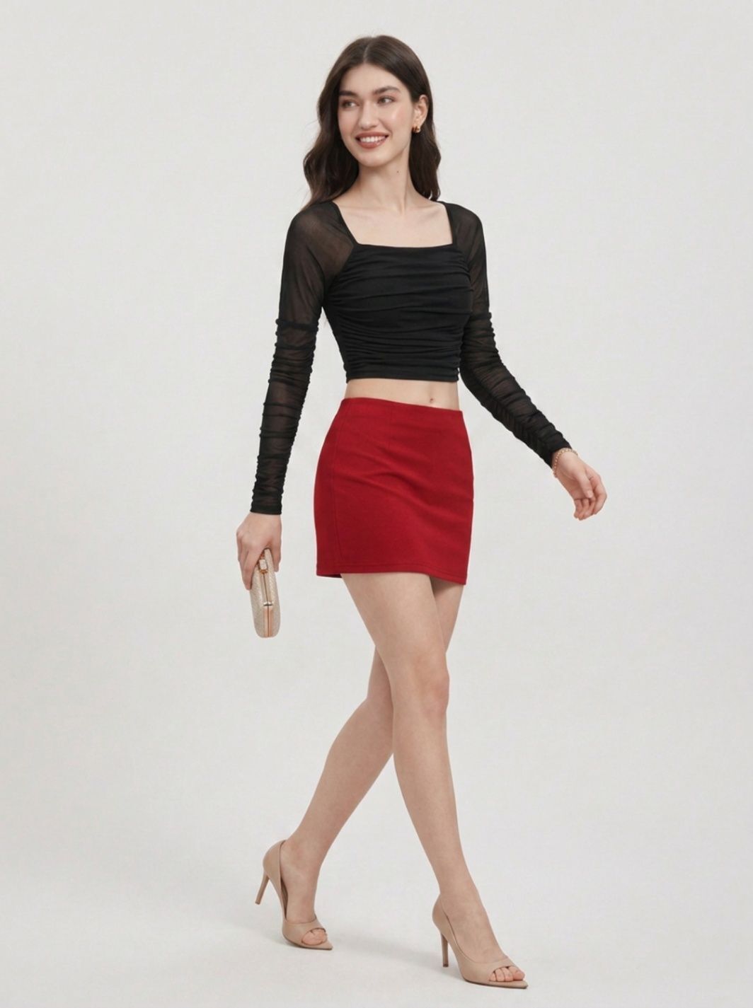 houseofcommon Party Regular Sleeves Solid Women Black Top-picture-15
