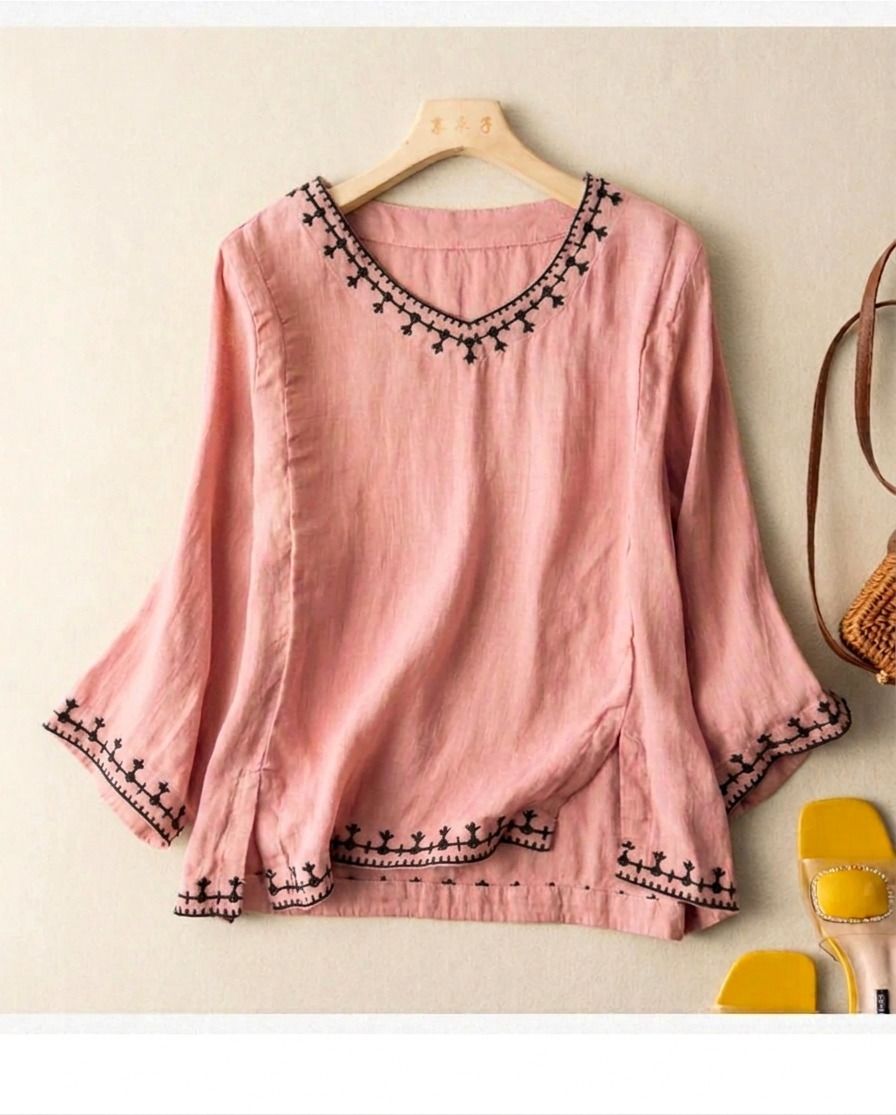 kalaliya Casual Regular Sleeves Embroidered Women Pink Top-picture-20