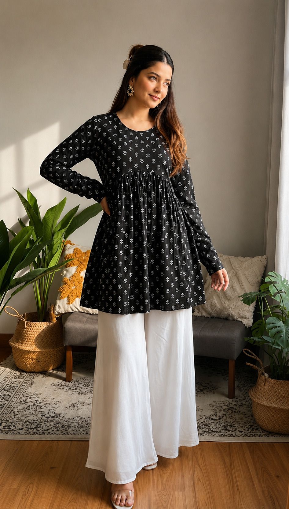 devansh enterprise Casual Regular Sleeves Printed Women Black Top-picture-15