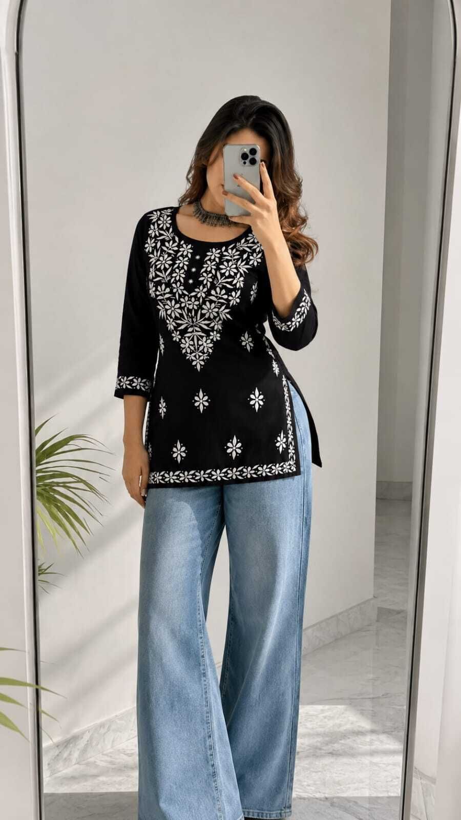 Casual Cap Sleeves Embroidered Women Black Top-image-37