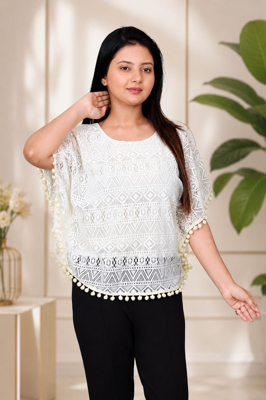 skmhdresses Party Dolman Sleeve Embroidered Women White Top-picture-25